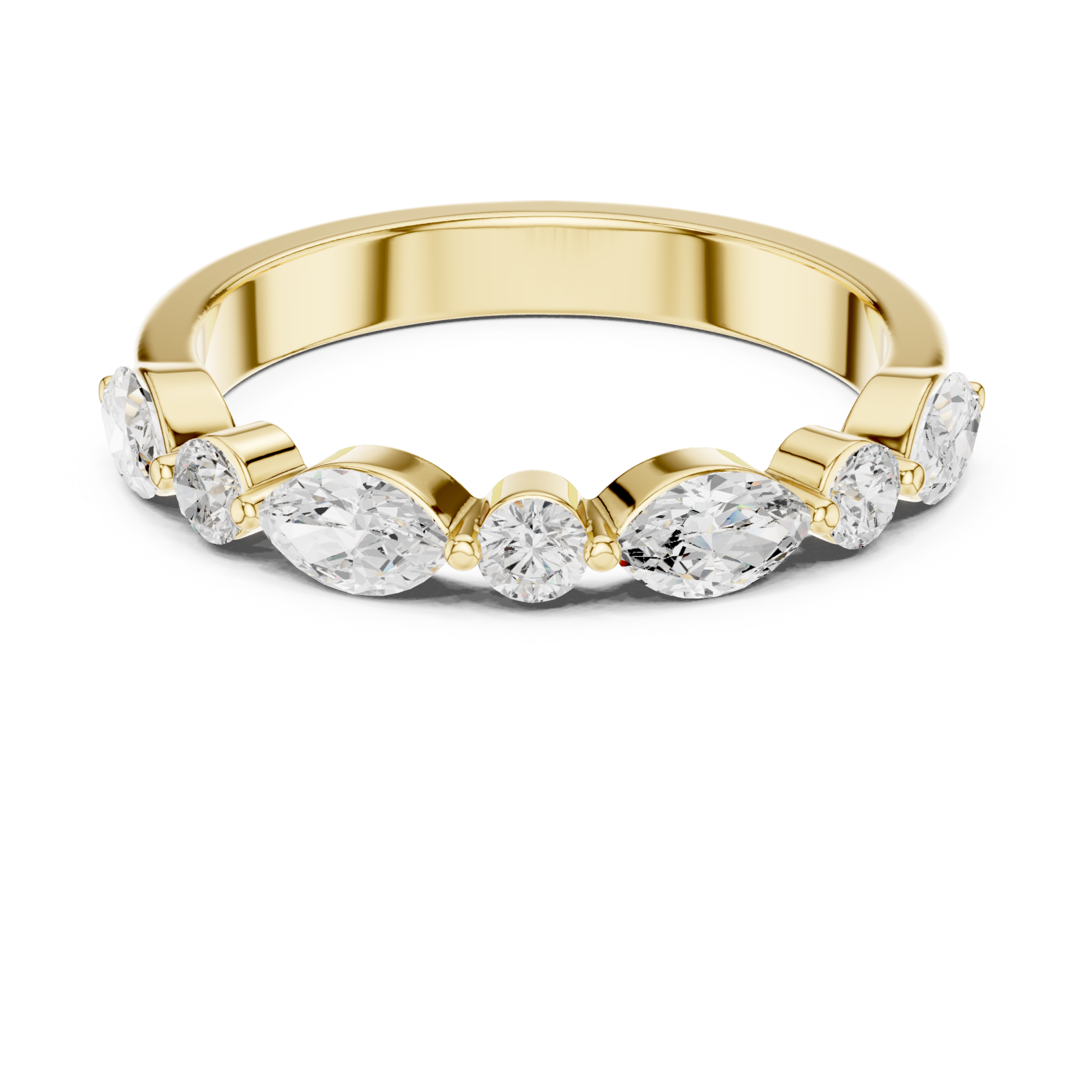  Gold Radiant Flair Marquise Accent Ring Front View
