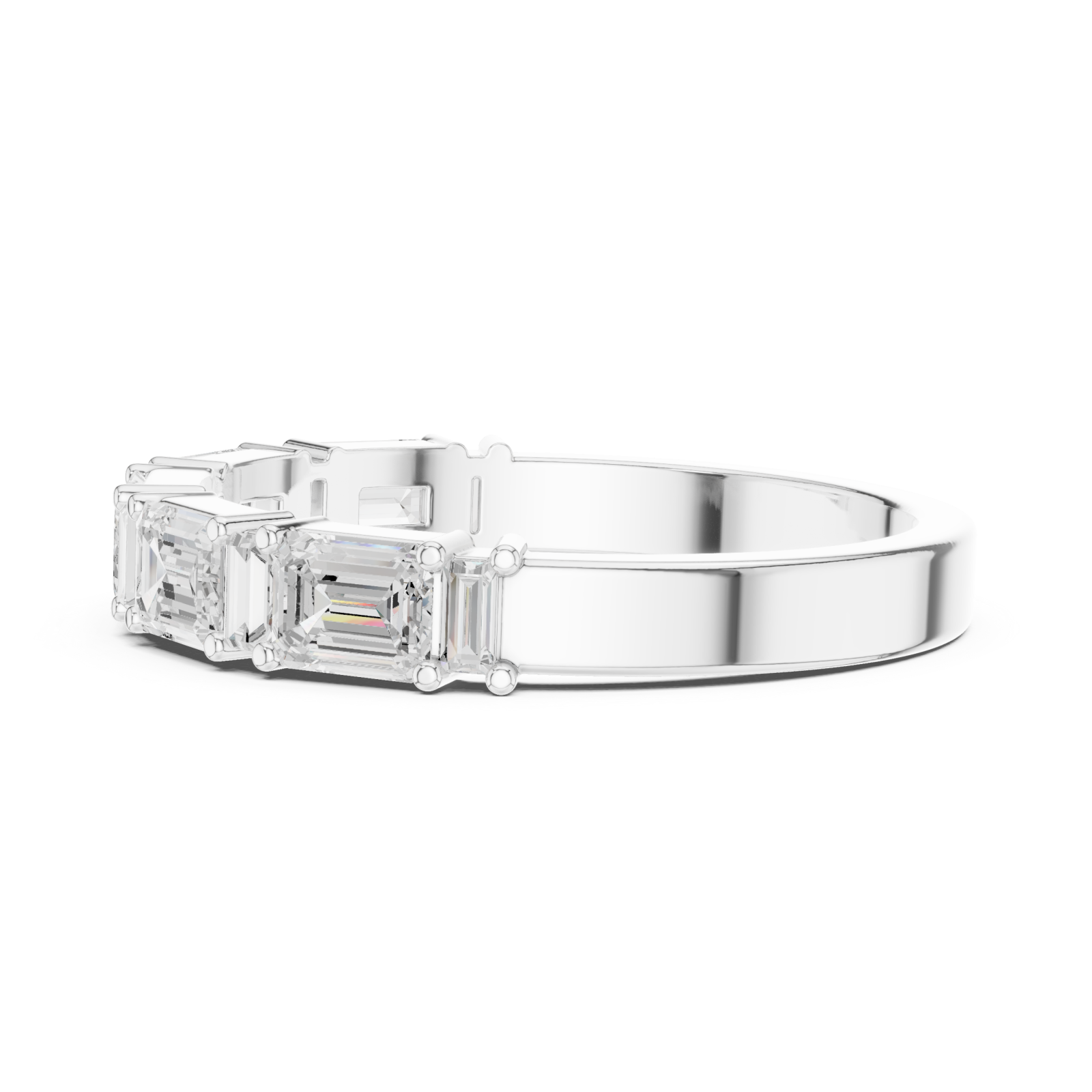  White Gold Luminous Step Silhouette Ring Side View