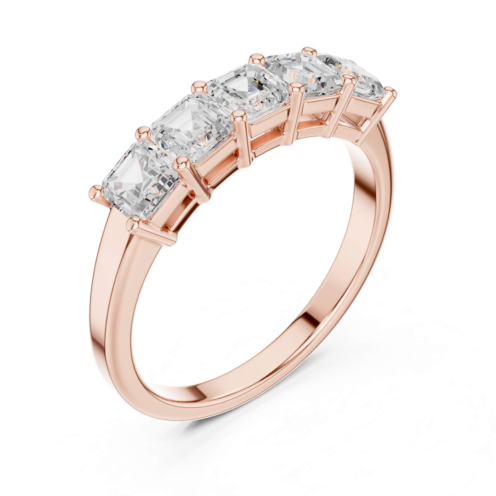  Rose Gold Graceful Radiance Five Stone Ring Right View