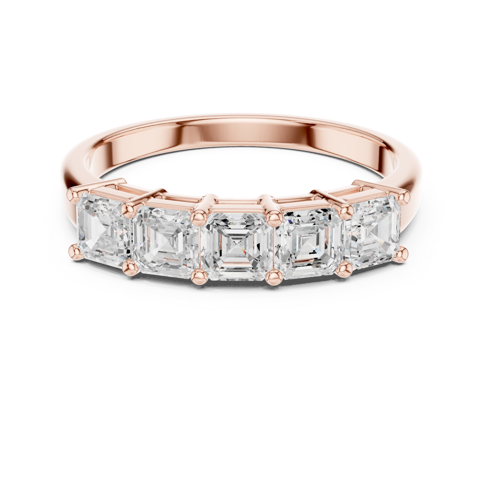  Rose Gold Graceful Radiance Five Stone Ring Front View