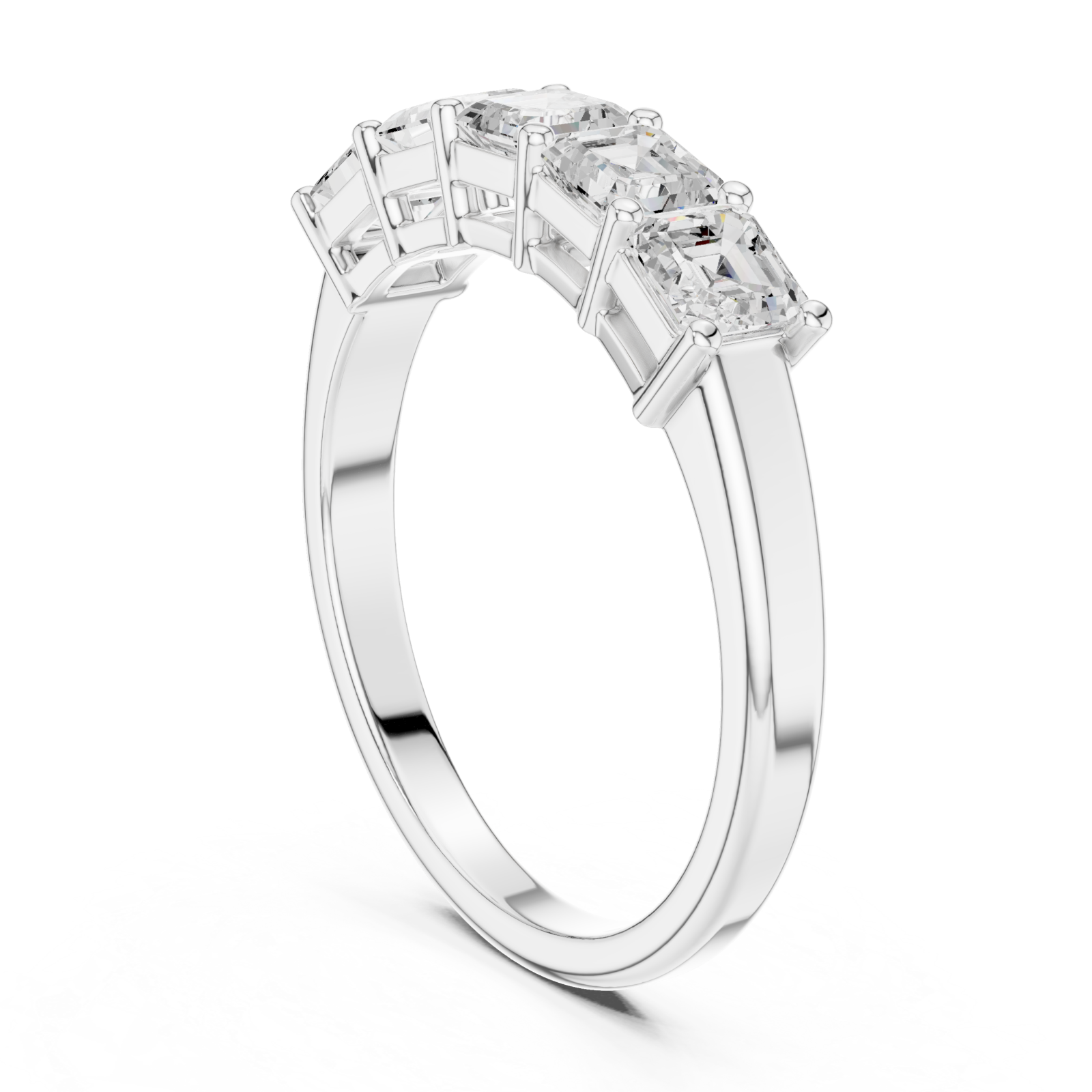  White Gold Graceful Radiance Five Stone Ring Left View