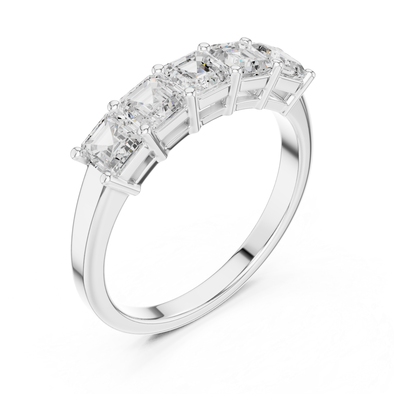  White Gold Graceful Radiance Five Stone Ring Right View