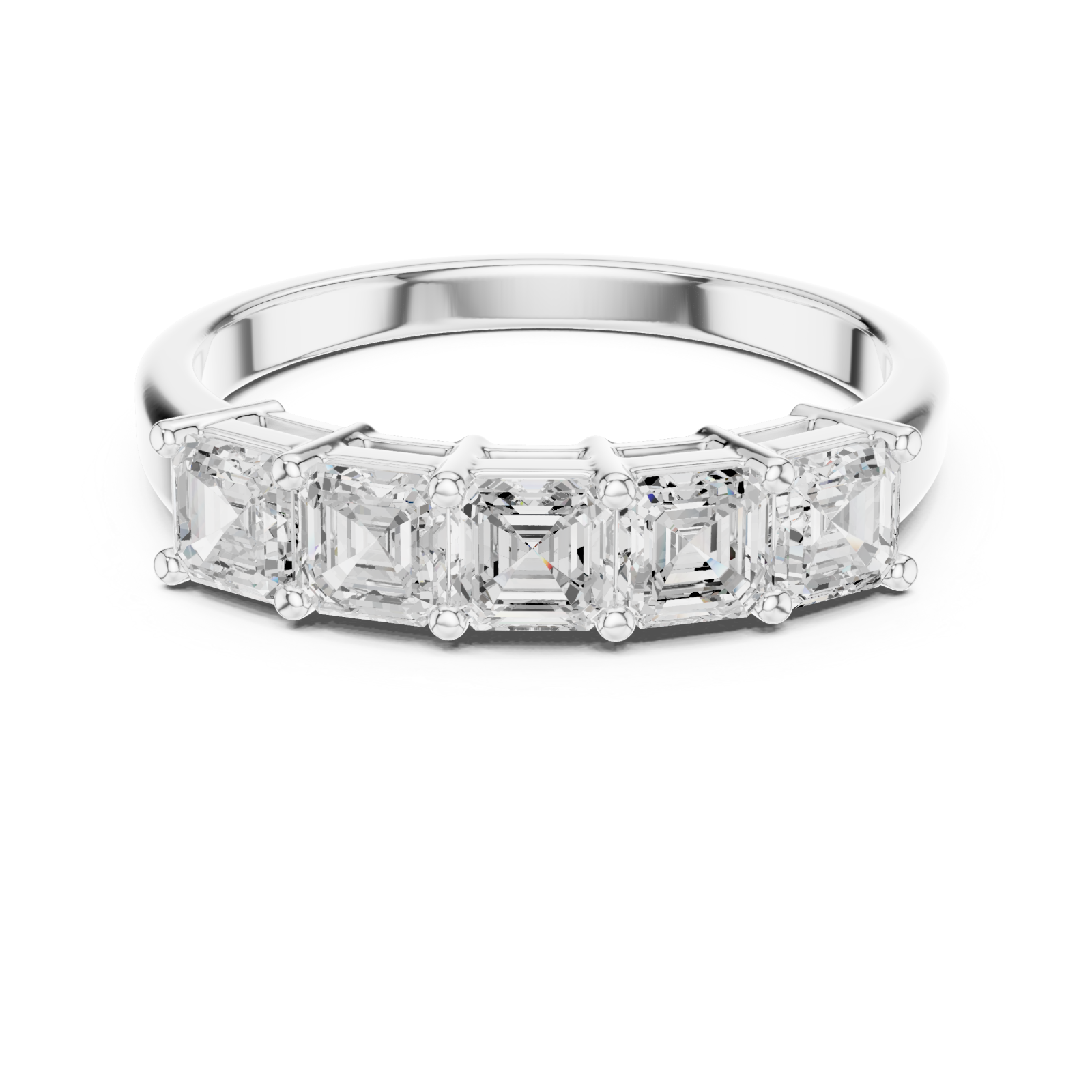  White Gold Graceful Radiance Five Stone Ring Front View