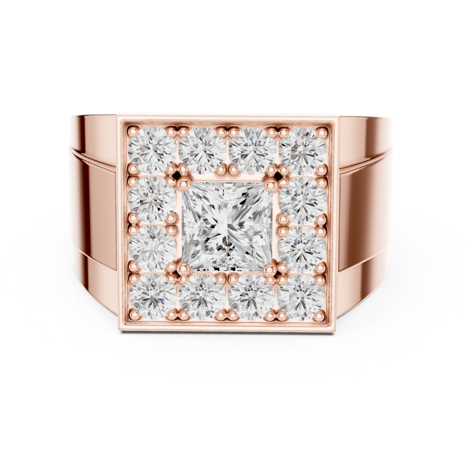  Rose Gold Grand Mosaic Majesty Band Ring Front View