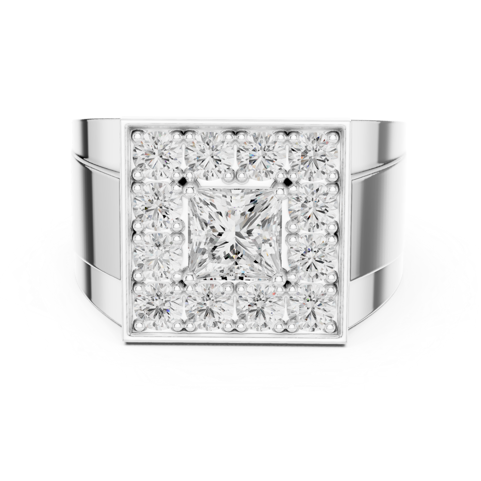  White Gold Grand Mosaic Majesty Band Ring Front View