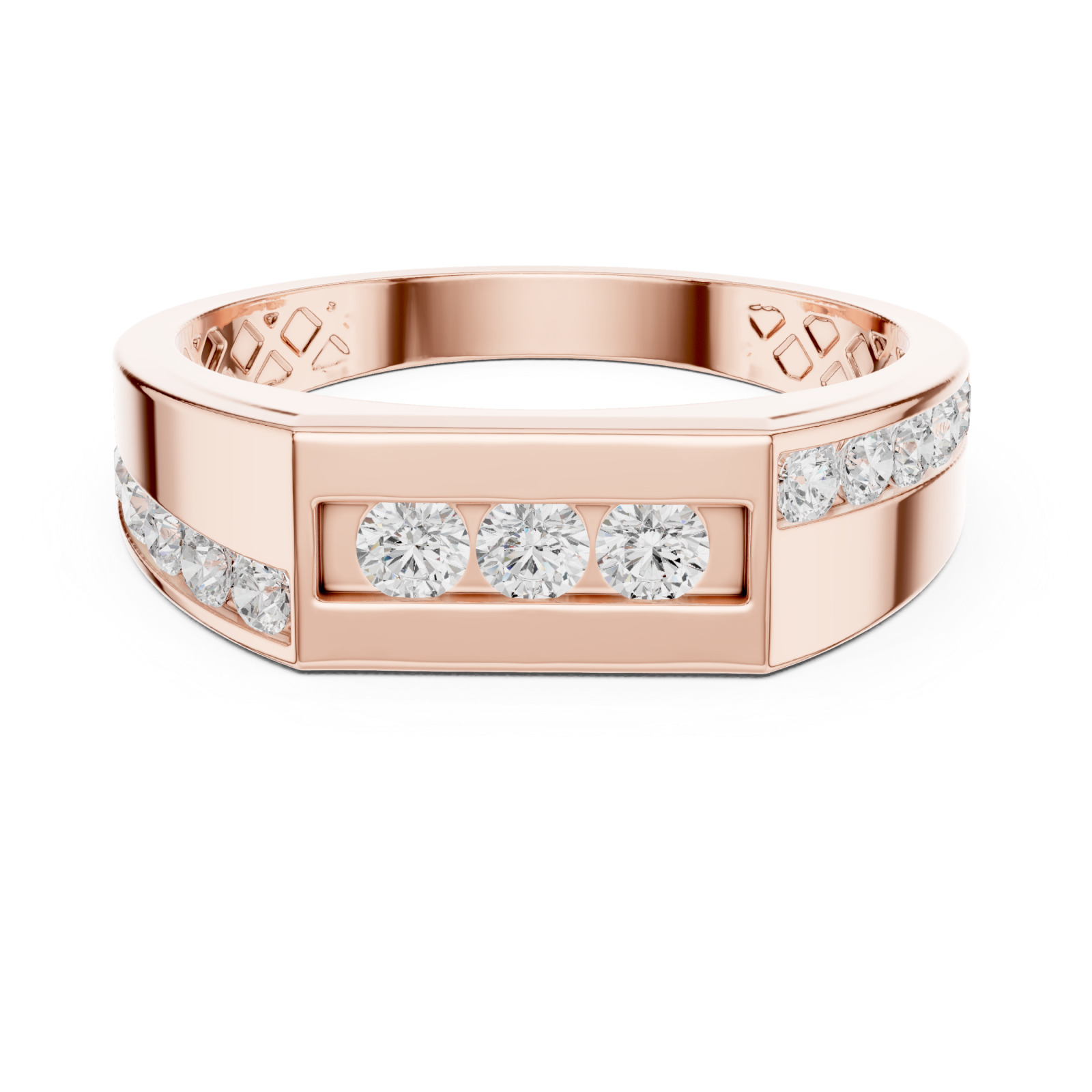  Rose Gold Timeless Gentleman's Channel Band Front View