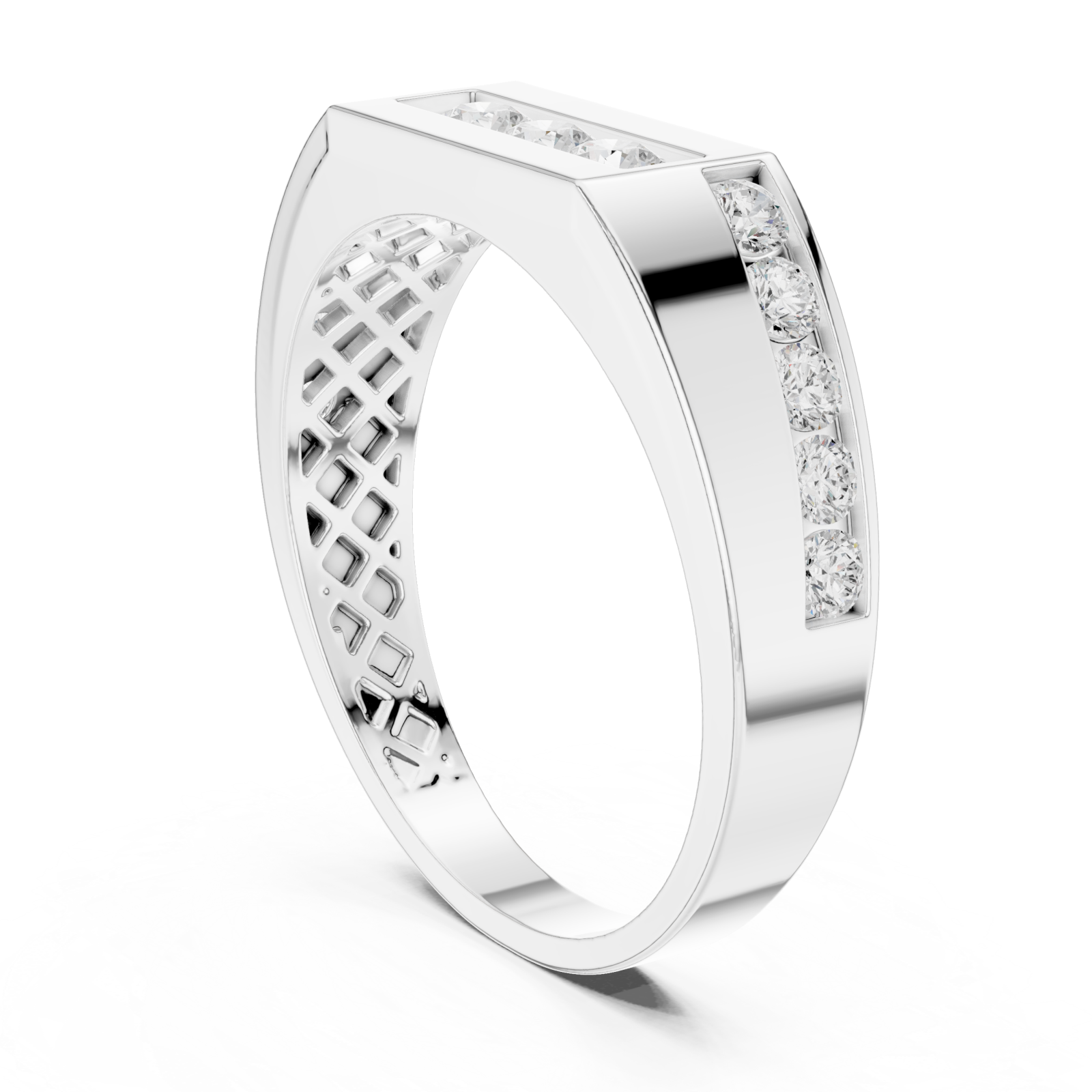  White Gold Timeless Gentleman's Channel Band Left View