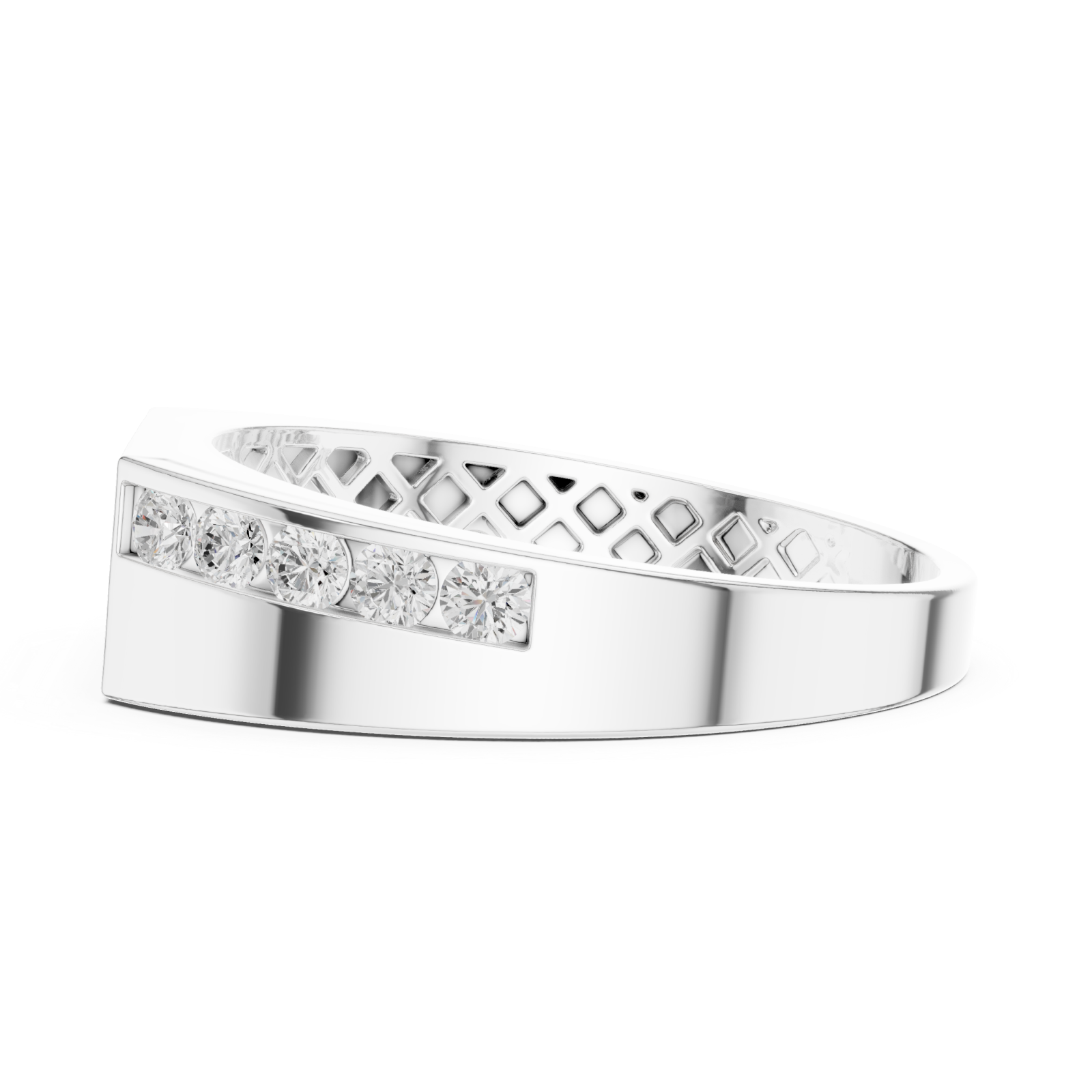  White Gold Timeless Gentleman's Channel Band Side View