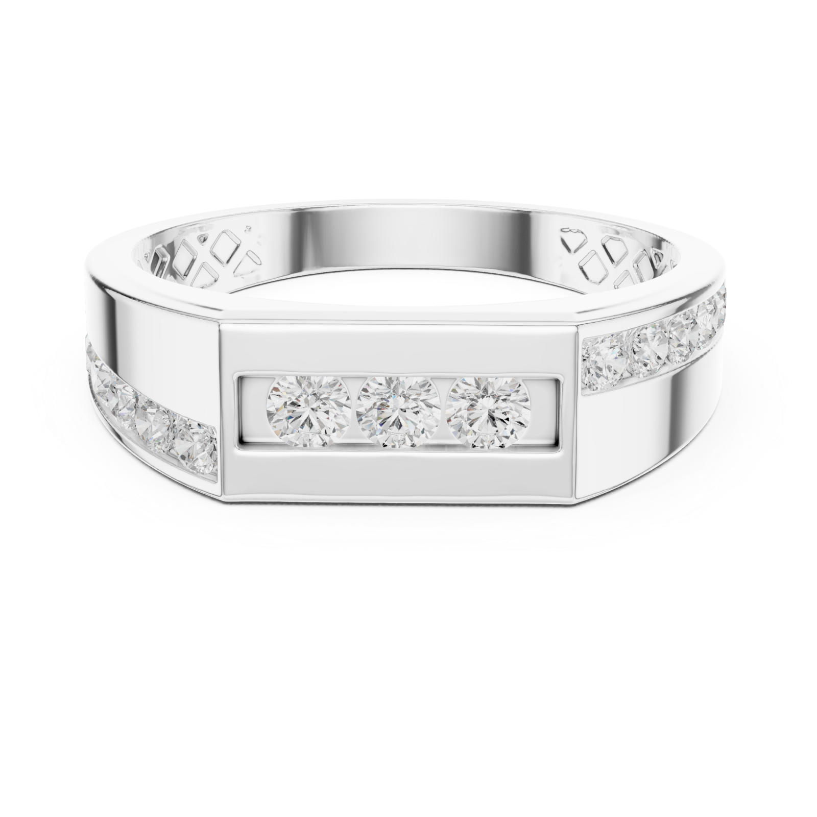  White Gold Timeless Gentleman's Channel Band Front View