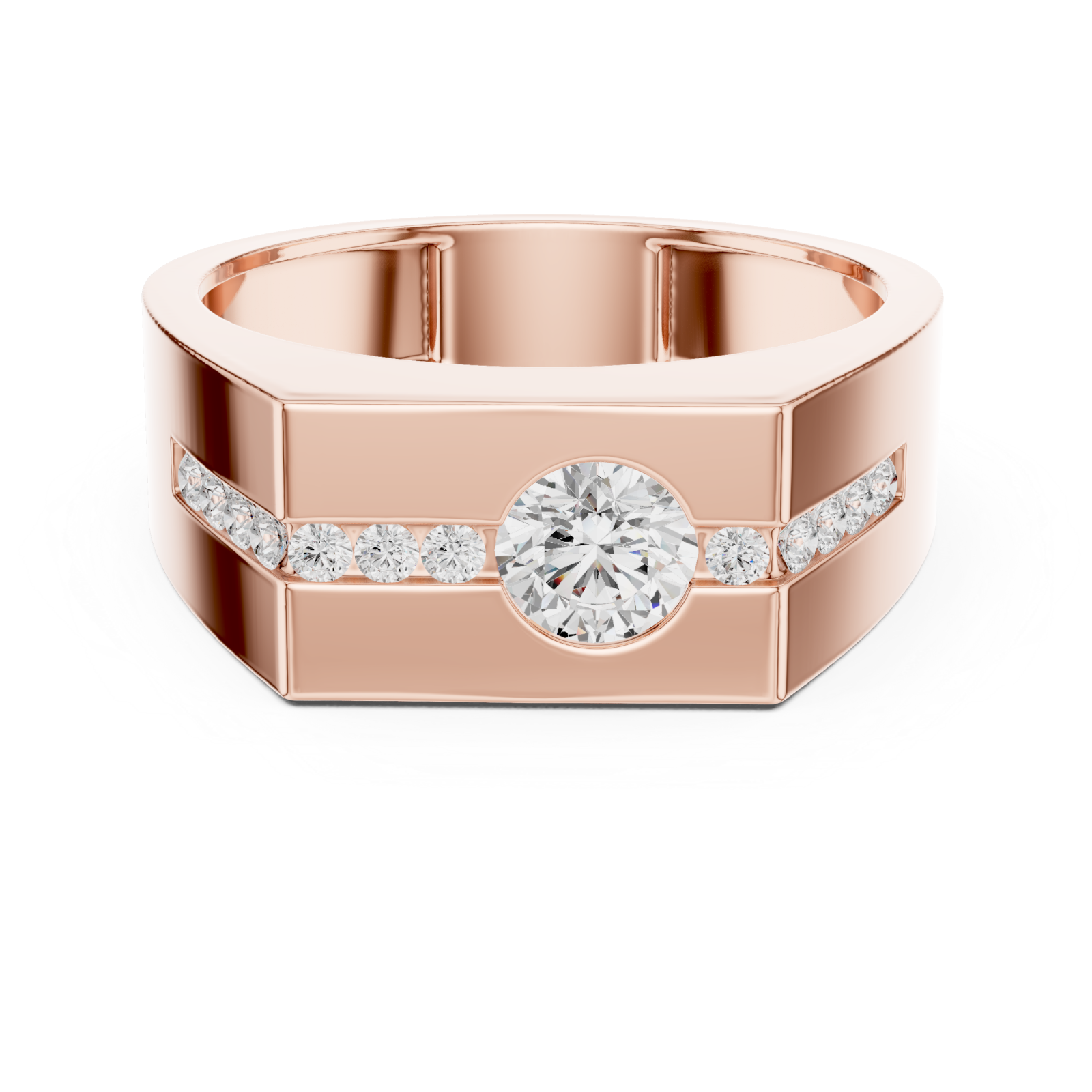 Rose Gold Celestial Lineage Modernist Band Ring Front View