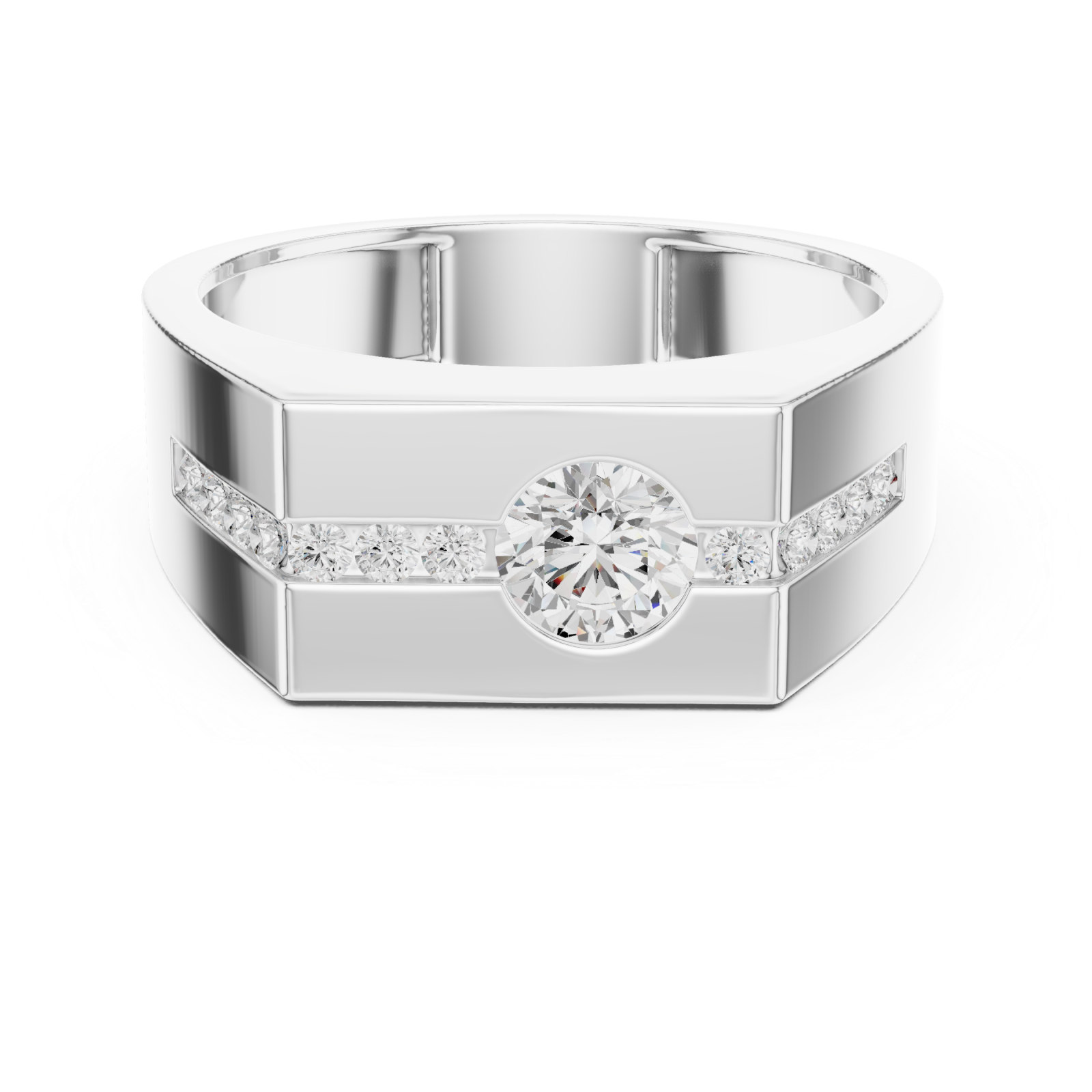  White Gold Celestial Lineage Modernist Band Ring Front View