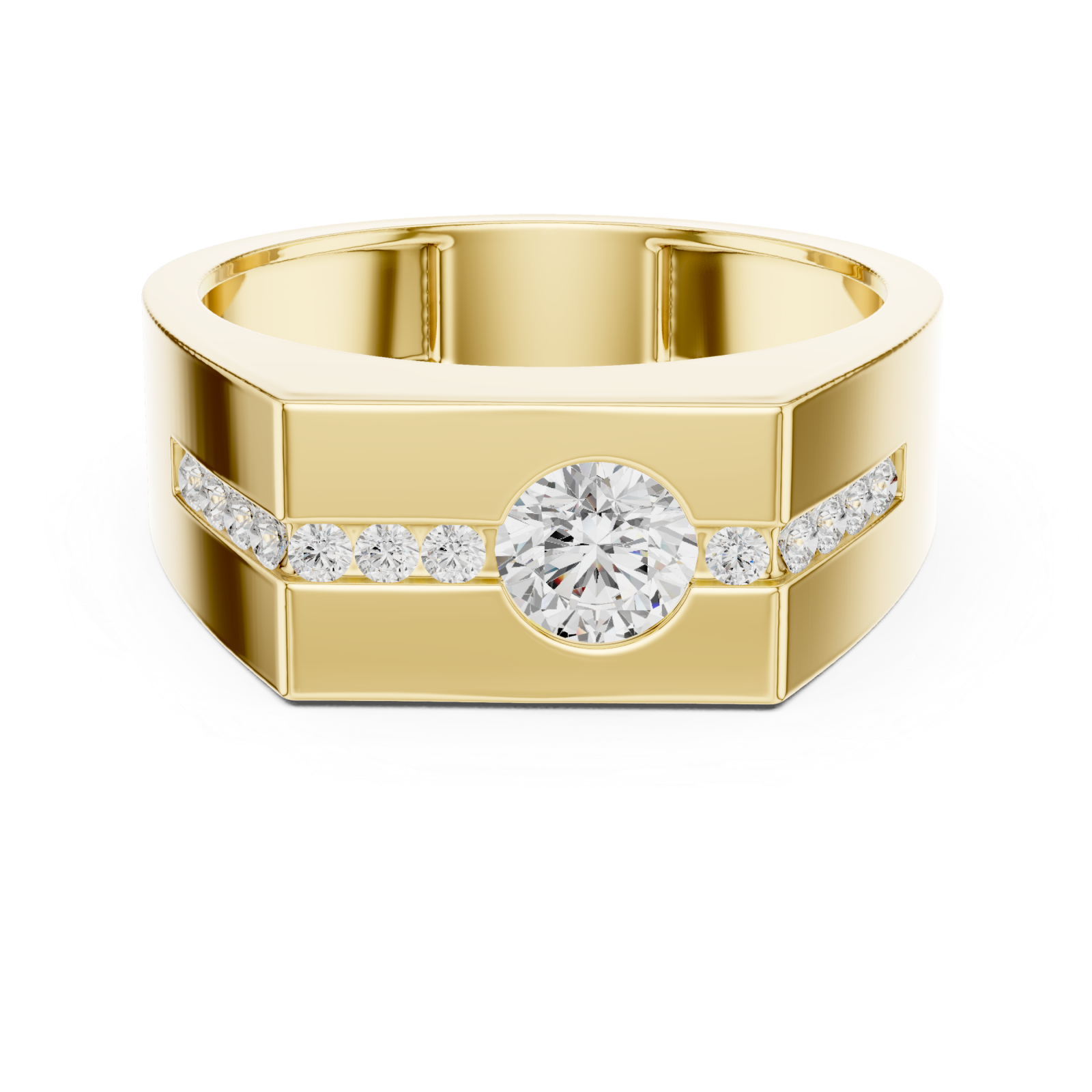  Gold Celestial Lineage Modernist Band Ring Front View