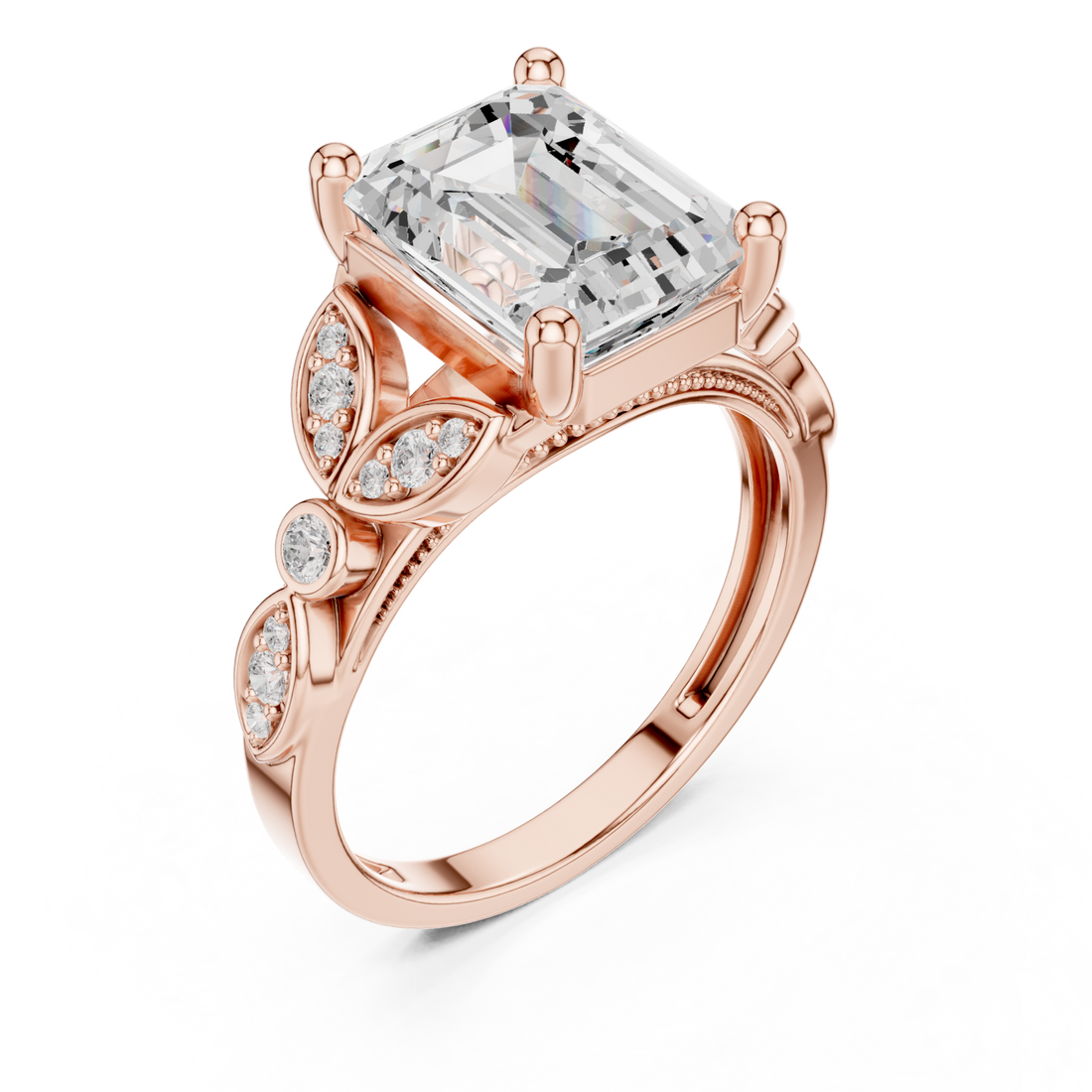  Rose Gold Whispering Petal Radiance Band Ring Right View