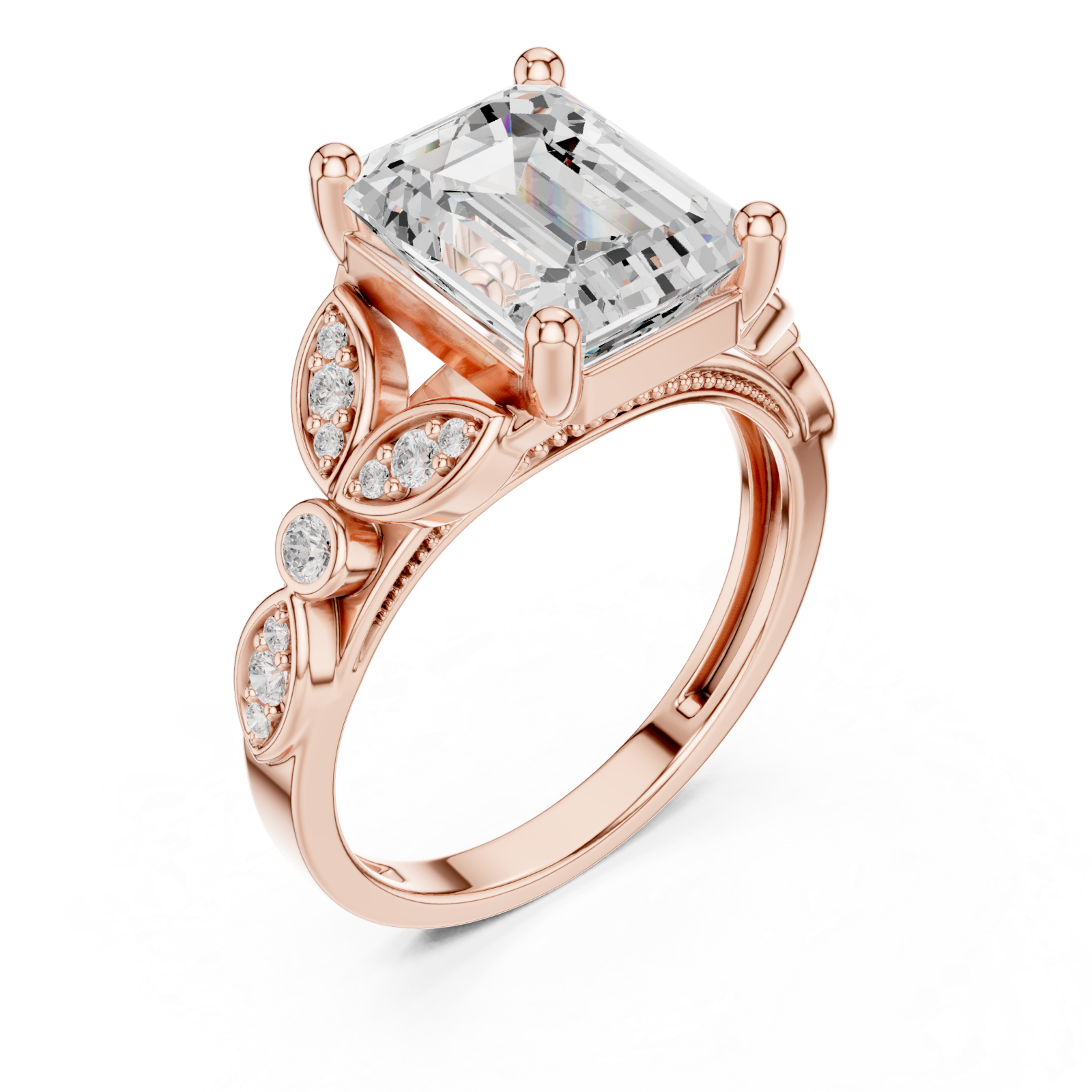  Rose Gold Whispering Petal Radiance Band Ring Right View