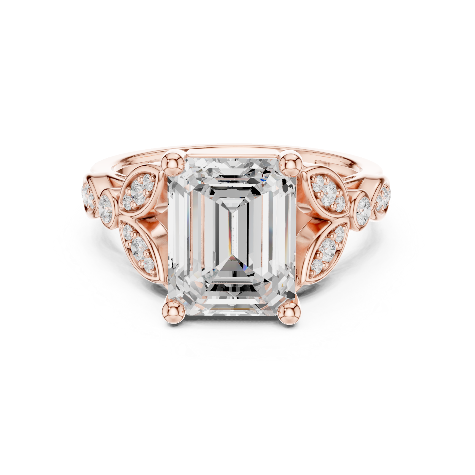  Rose Gold Whispering Petal Radiance Band Ring Front View