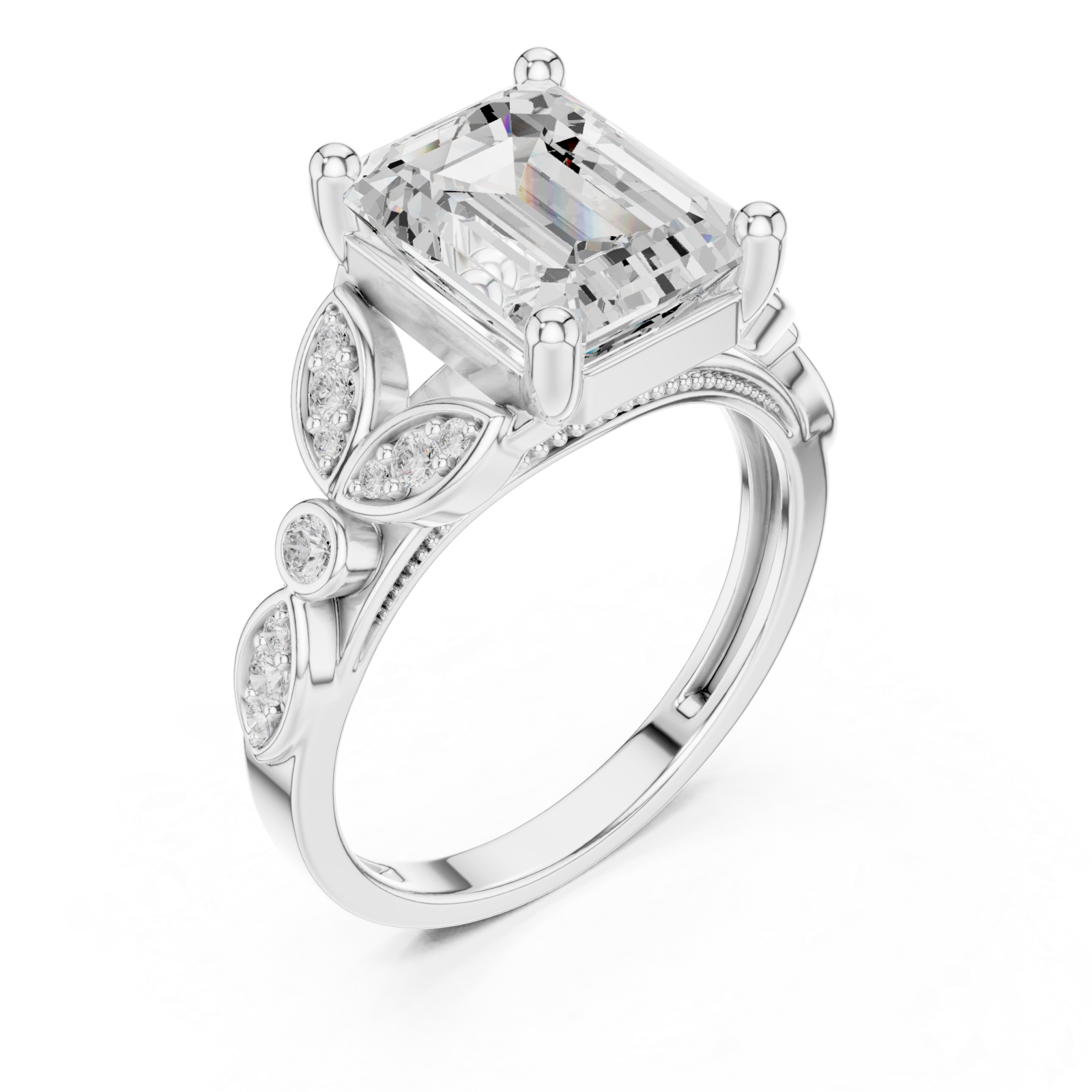  White Gold Whispering Petal Radiance Band Ring Right View