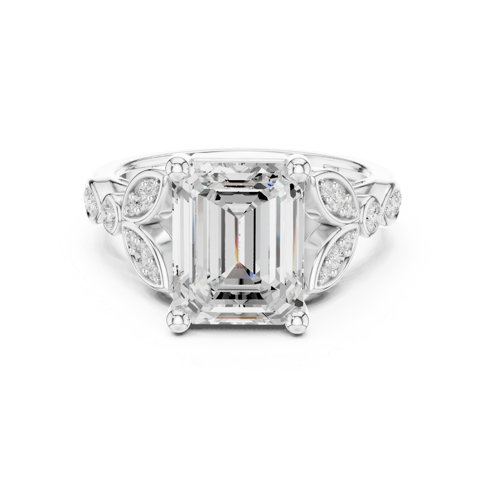  White Gold Whispering Petal Radiance Band Ring Front View