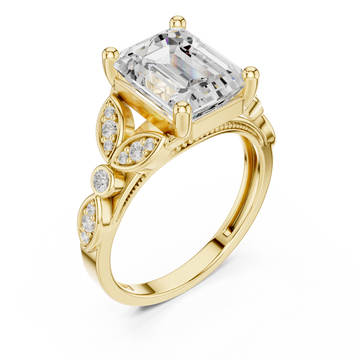 Gold Whispering Petal Radiance Band Ring Right View