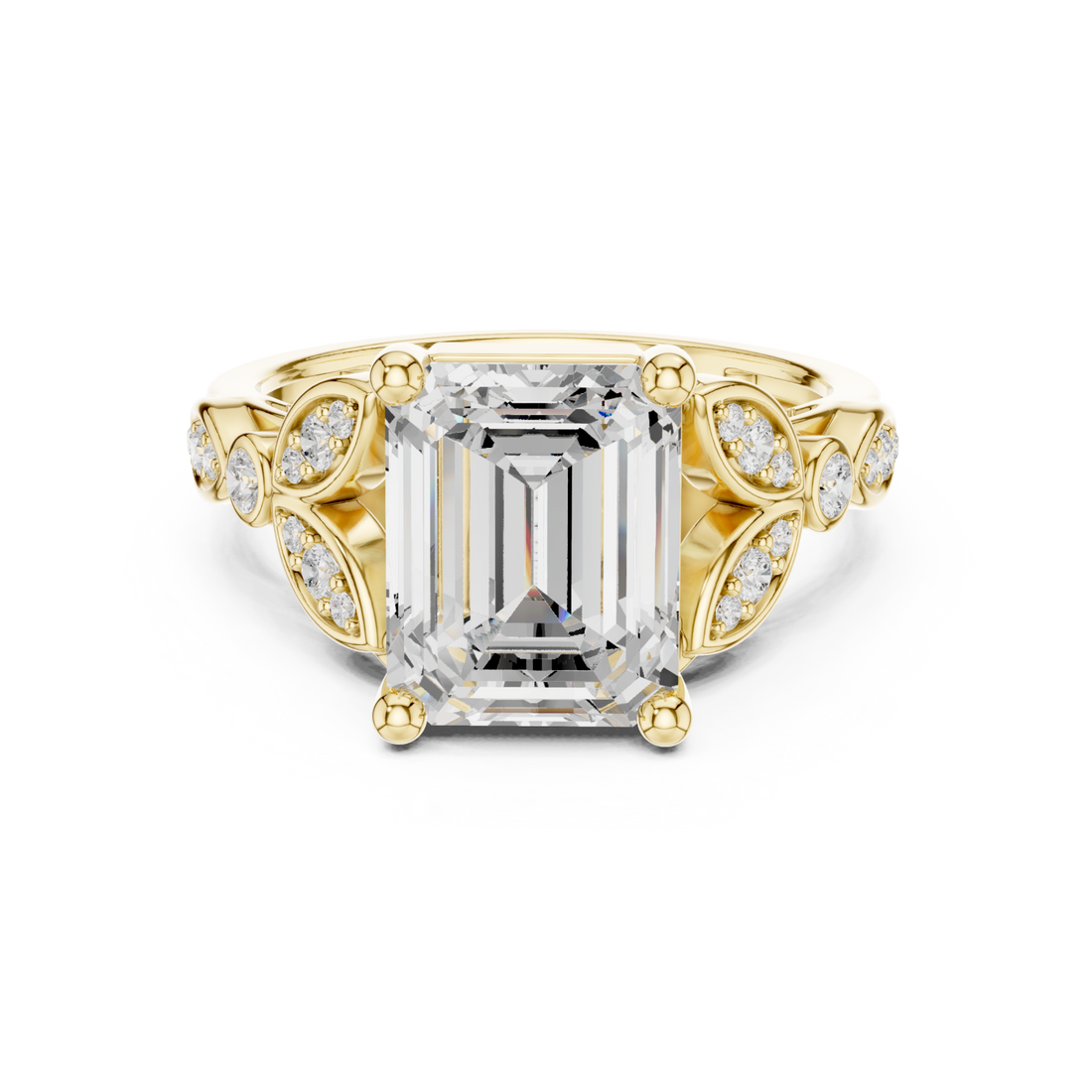 Gold Whispering Petal Radiance Band Ring Right View