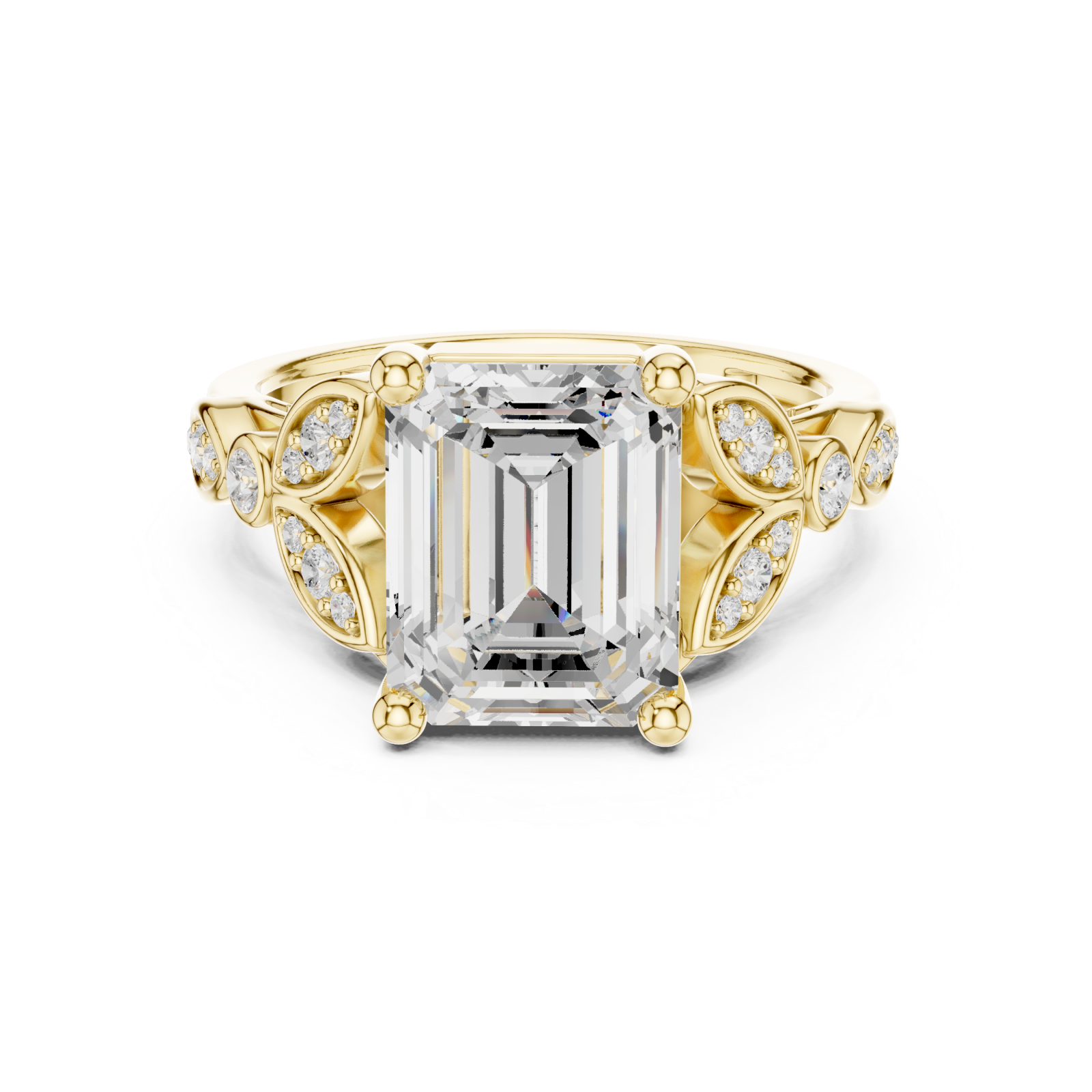  Gold Whispering Petal Radiance Band Ring Front View