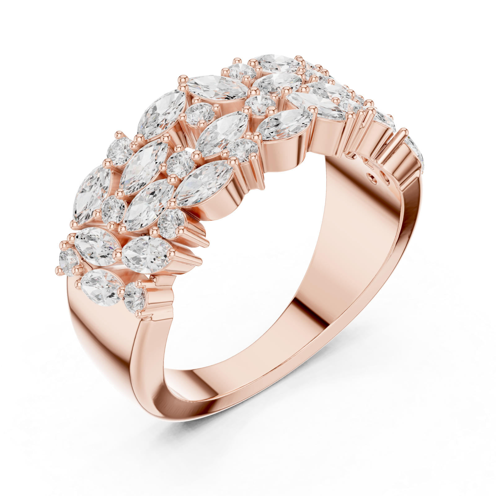  Rose Gold Radiant Petal Cluster Ring Right View