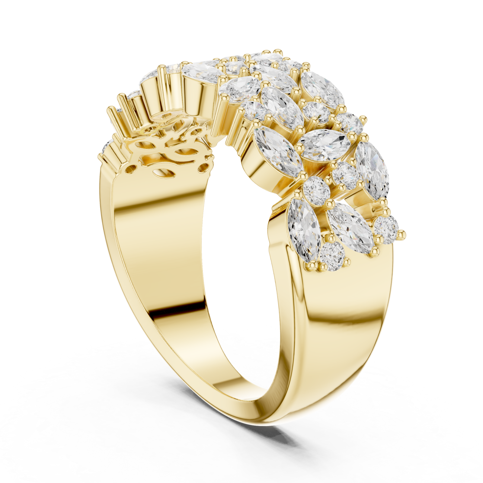  Gold Radiant Petal Cluster Ring Left View