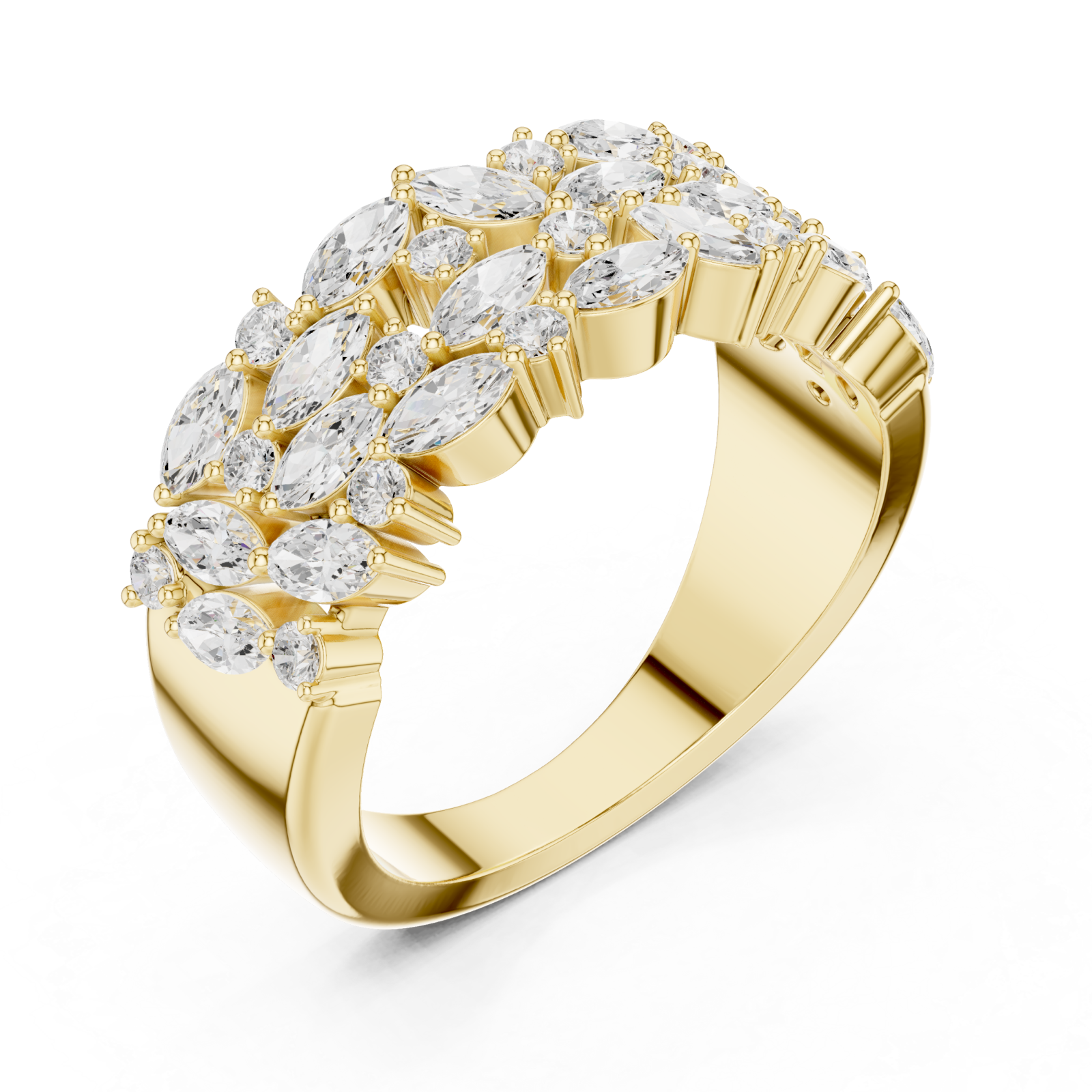 Gold Radiant Petal Cluster Ring Right View