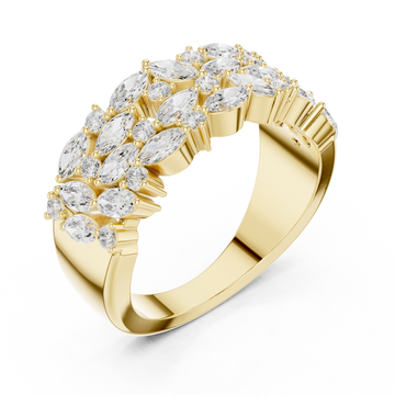 Gold Radiant Petal Cluster Ring Right View