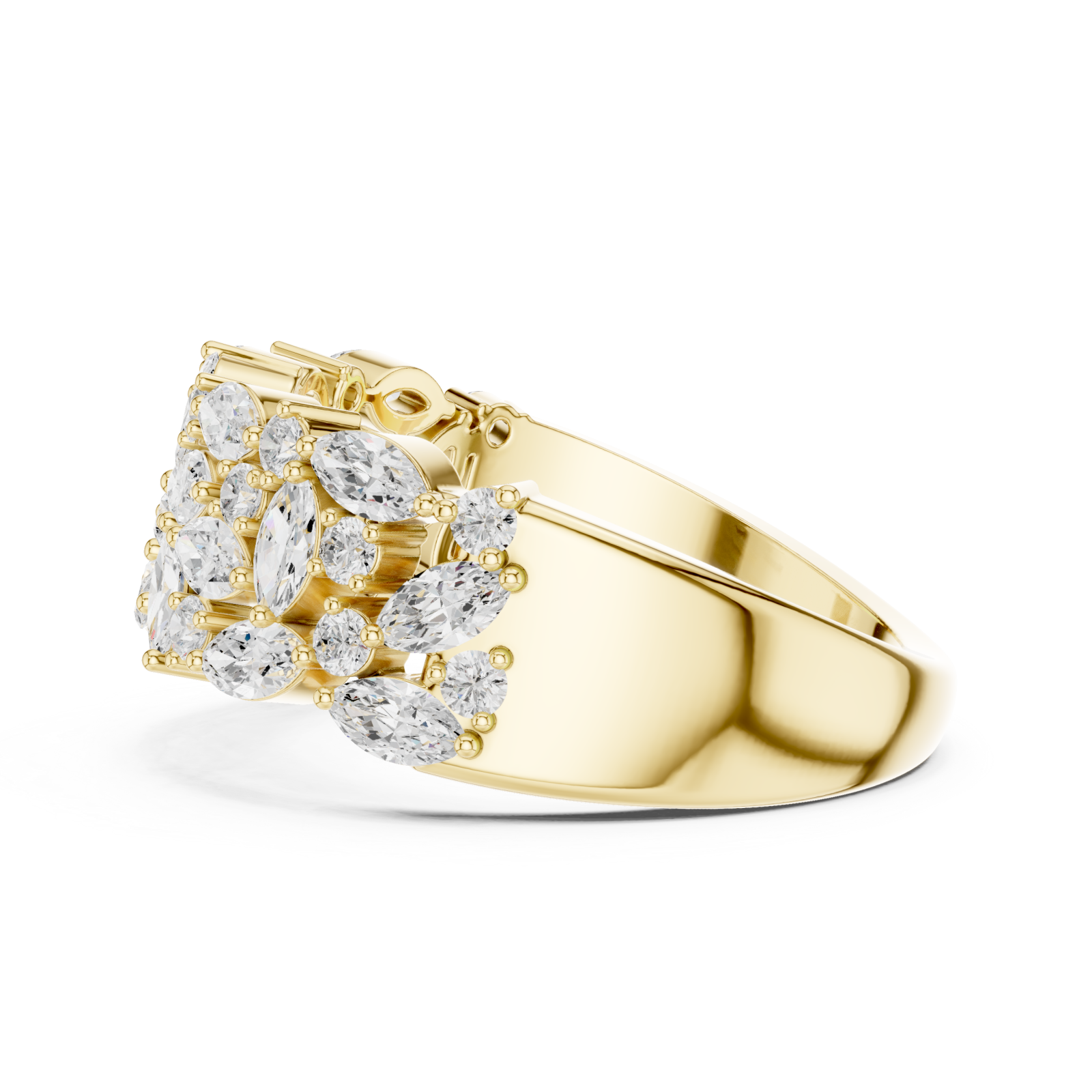  Gold Radiant Petal Cluster Ring Side View
