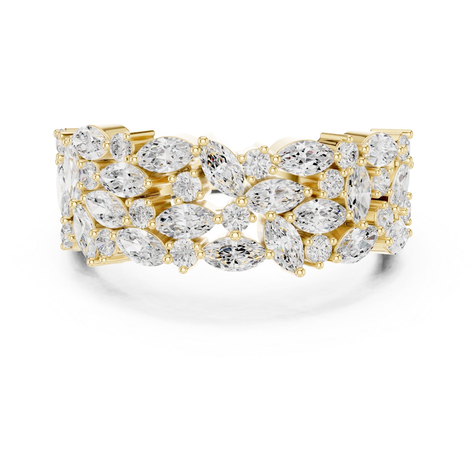  Gold Radiant Petal Cluster Ring Front View
