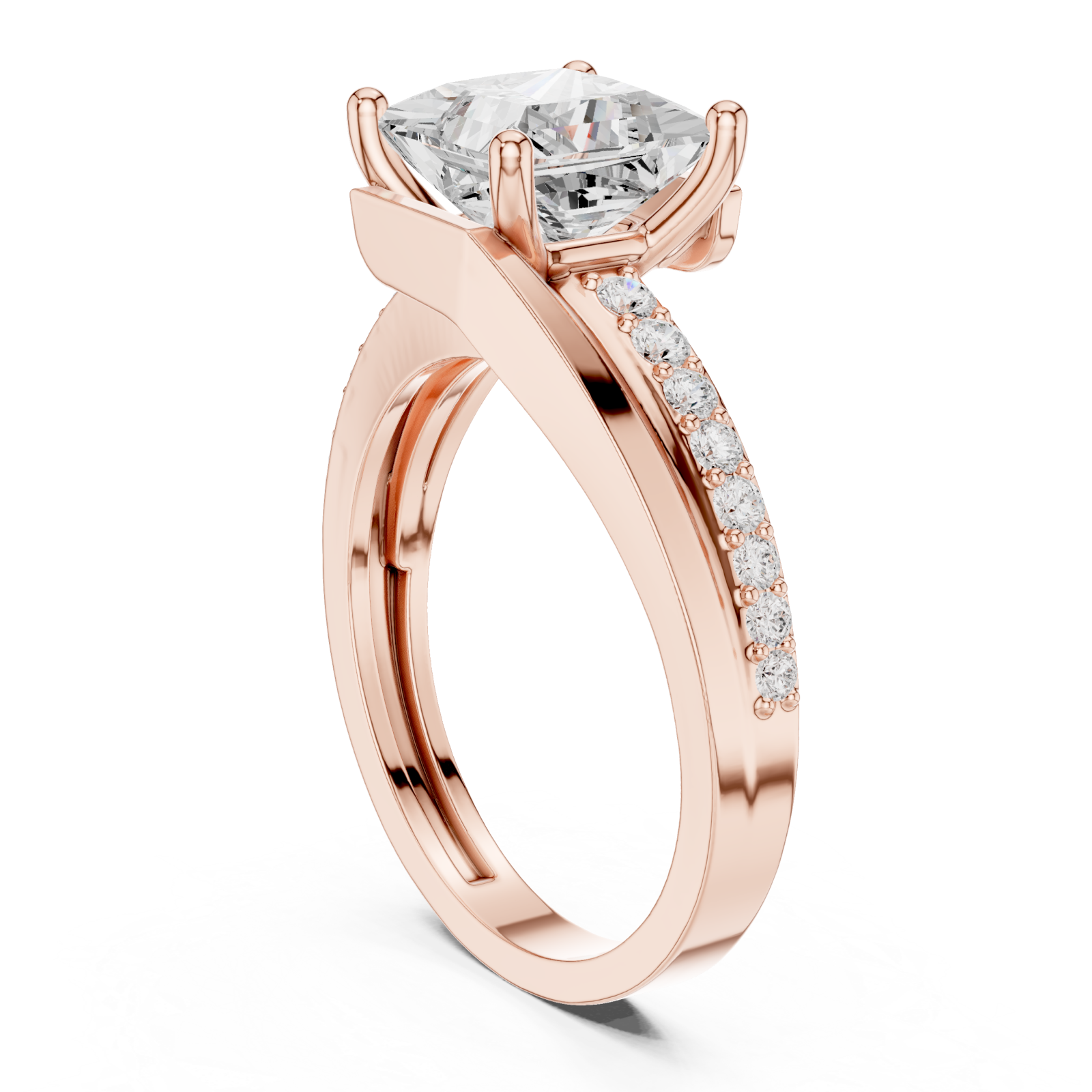 Rose Gold Celestial Gala Elegant Solitaire Ring Left View