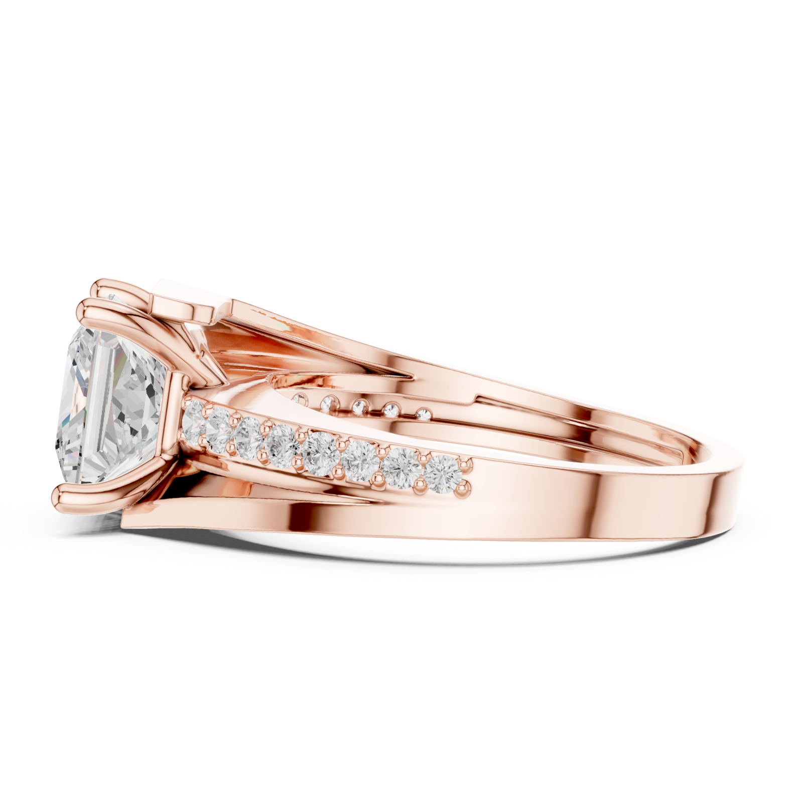 Rose Gold Celestial Gala Elegant Solitaire Ring Side View