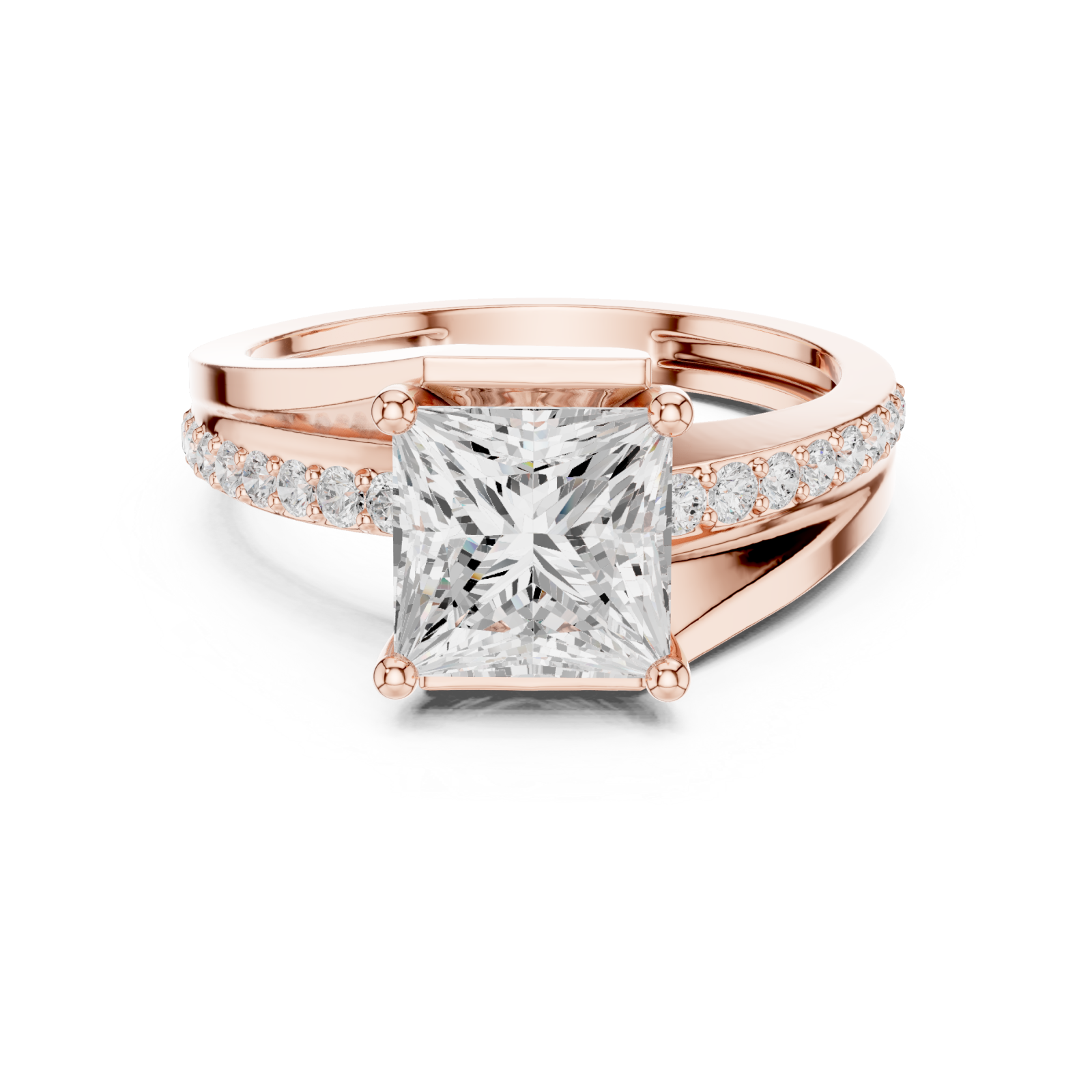  Rose Gold Celestial Gala Elegant Solitaire Ring Front View