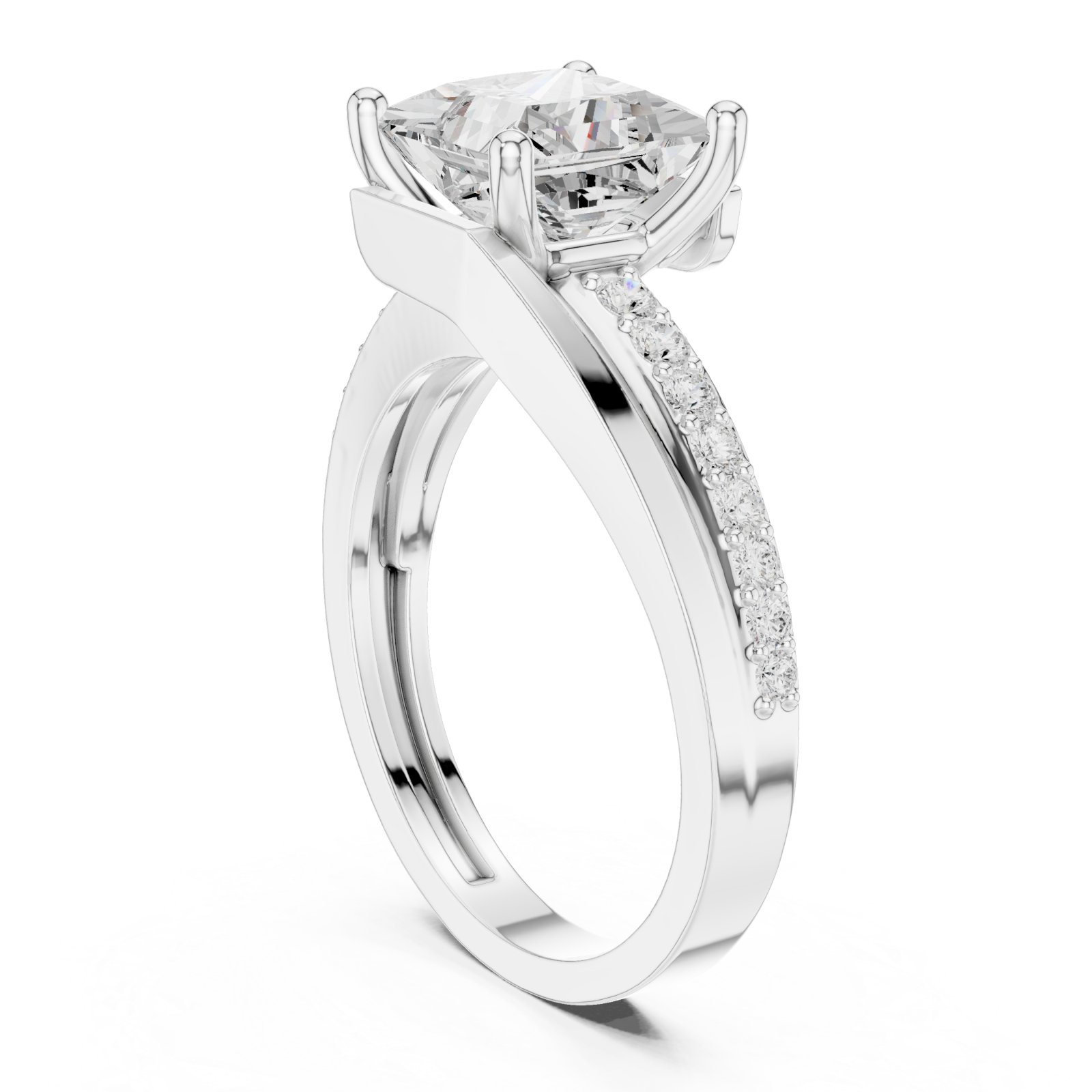  White Gold Celestial Gala Elegant Solitaire Ring Left View