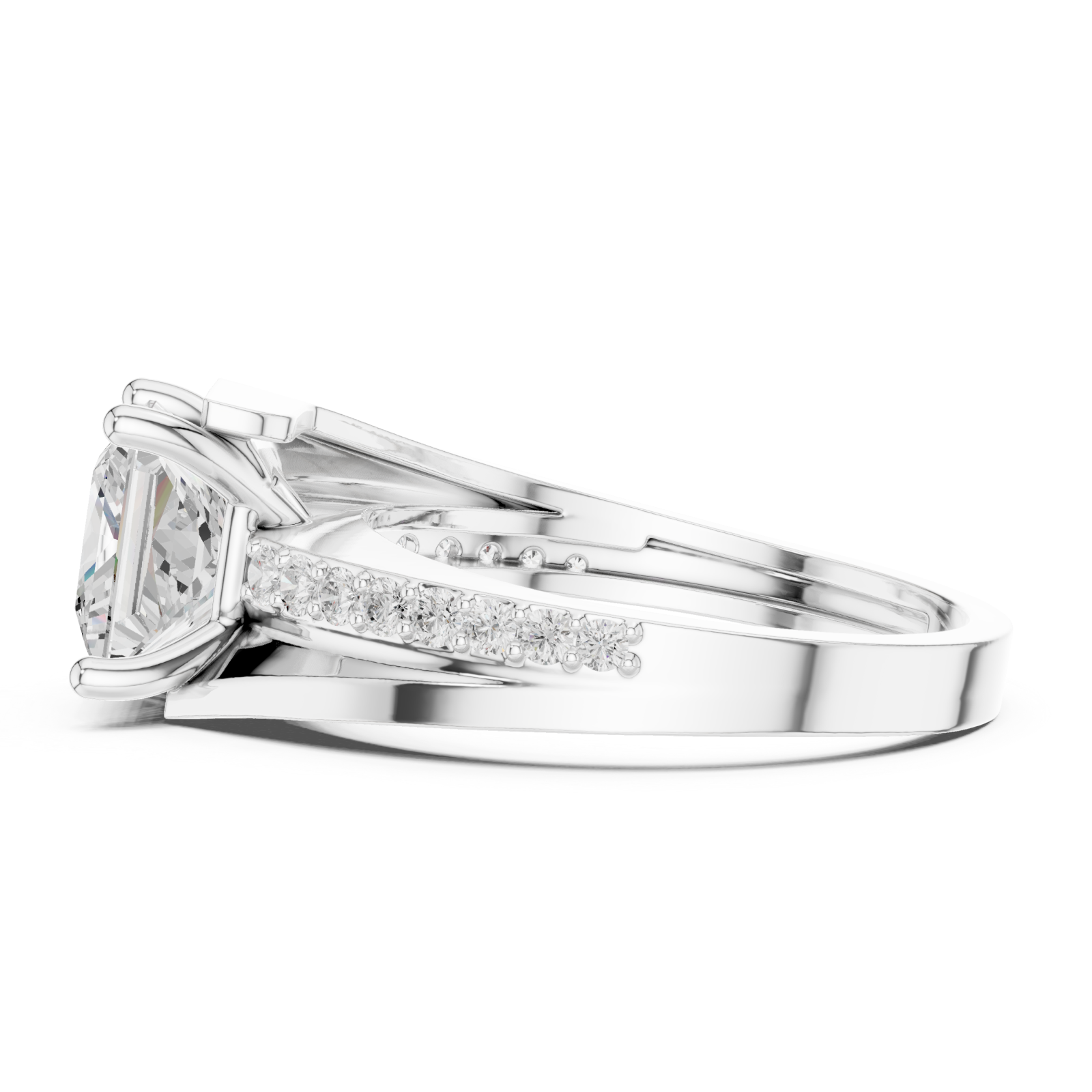  White Gold Celestial Gala Elegant Solitaire Ring Side View