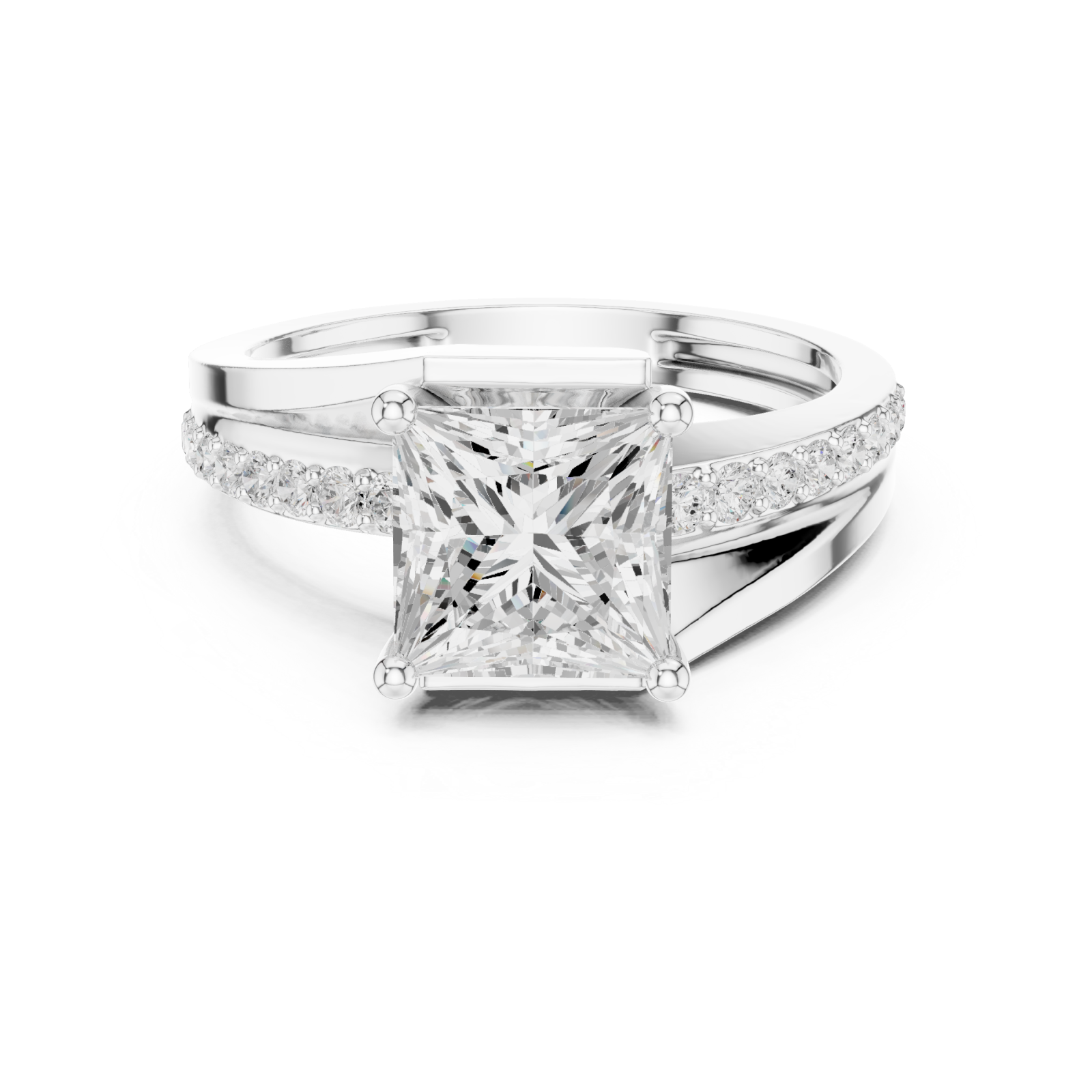  White Gold Celestial Gala Elegant Solitaire Ring Front View
