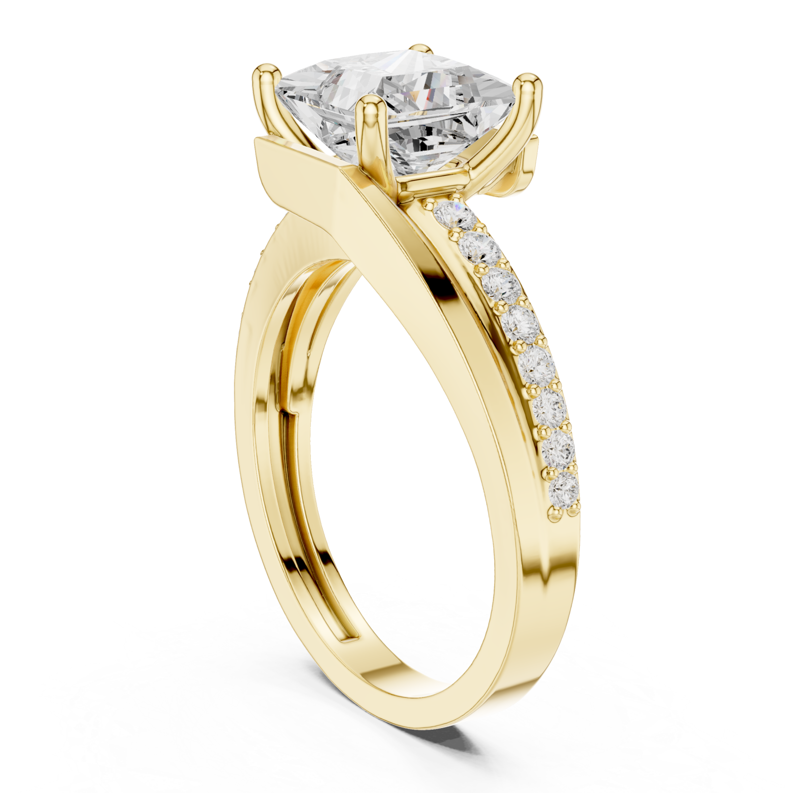  Gold Celestial Gala Elegant Solitaire Ring Left View