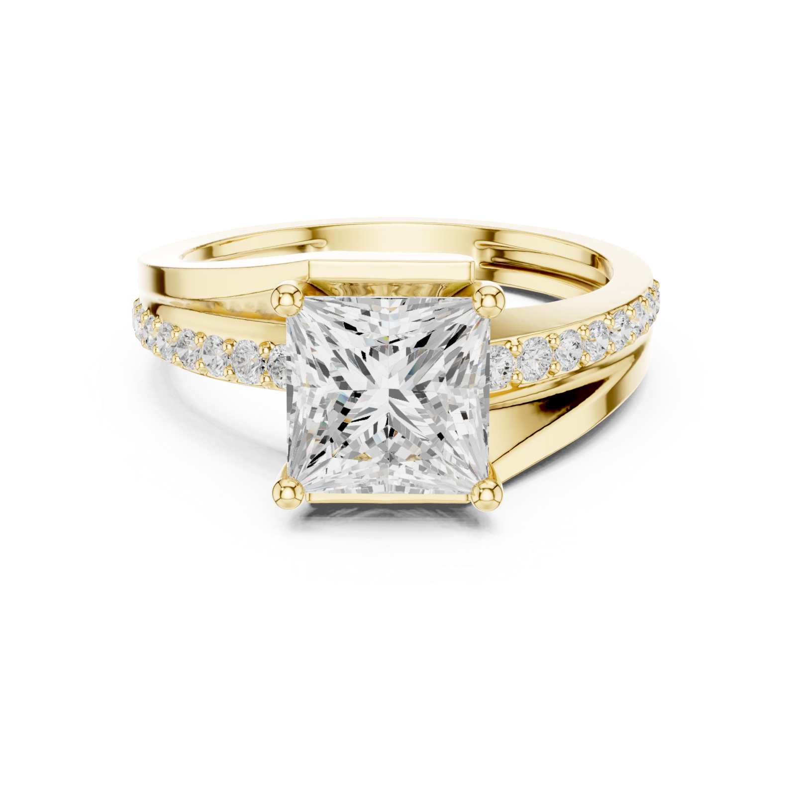  Gold Celestial Gala Elegant Solitaire Ring Front View