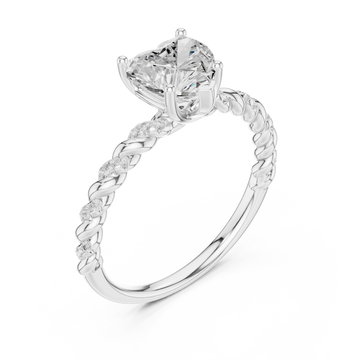  White Gold Twisted Romance Heart Engagement Ring Right View