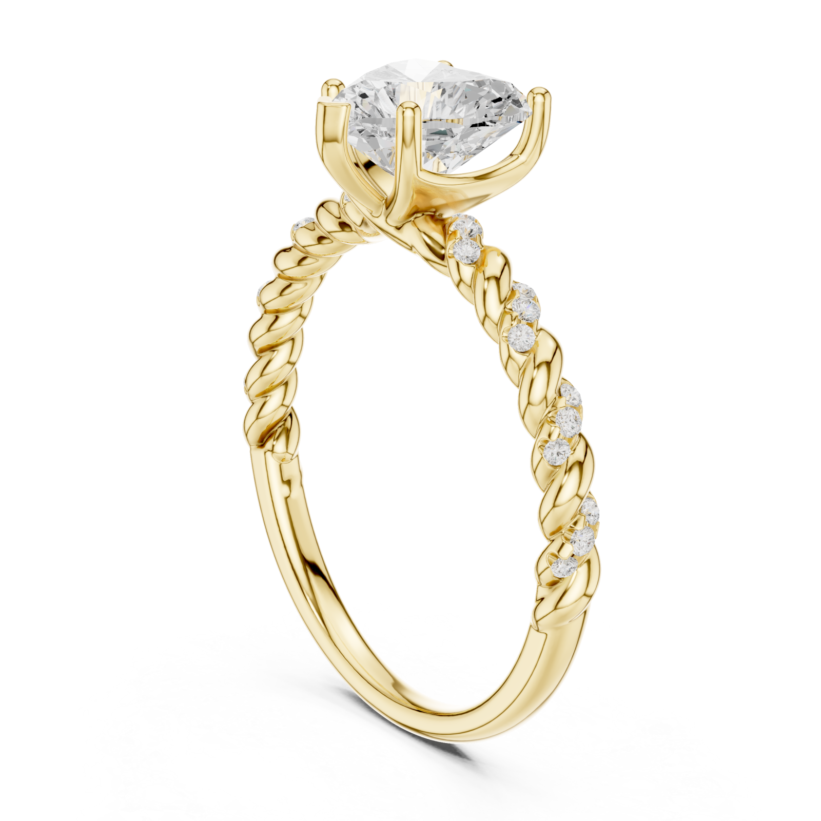  Gold Twisted Romance Heart Engagement Ring Left View