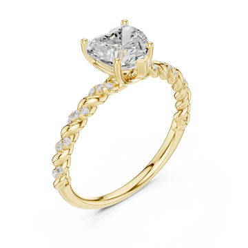 Gold Twisted Romance Heart Engagement Ring Right View