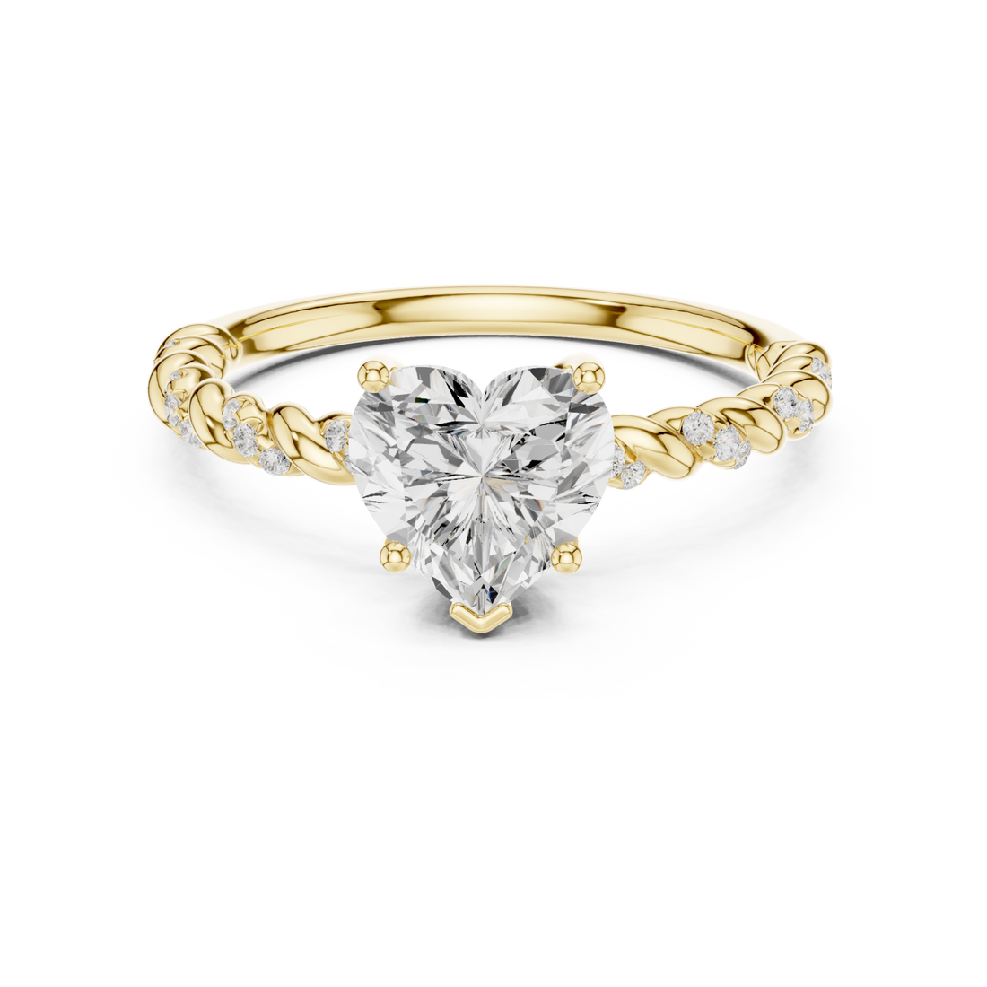 Gold Twisted Romance Heart Engagement Ring Right View