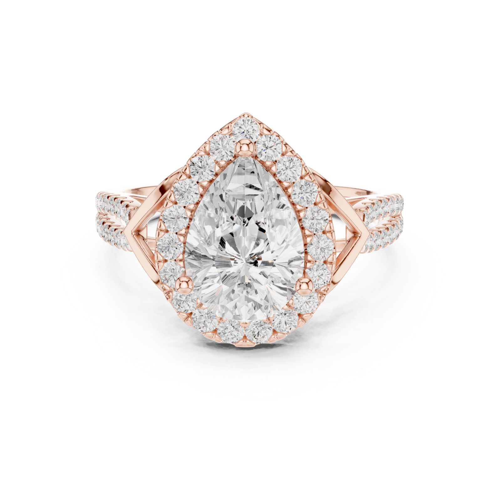  Rose Gold Celestial Crown Halo Ring Front View