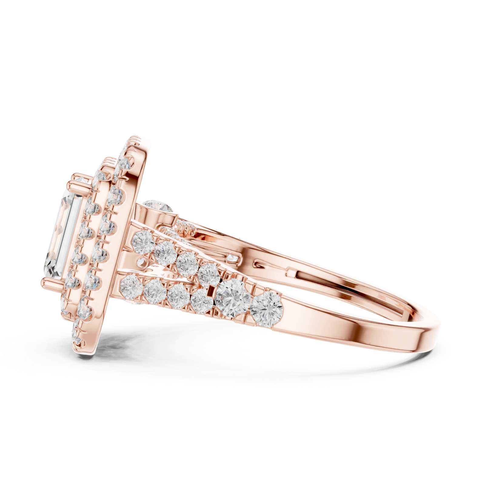  Rose Gold Graceful Duo Enchantress Cocktail Ring Side View