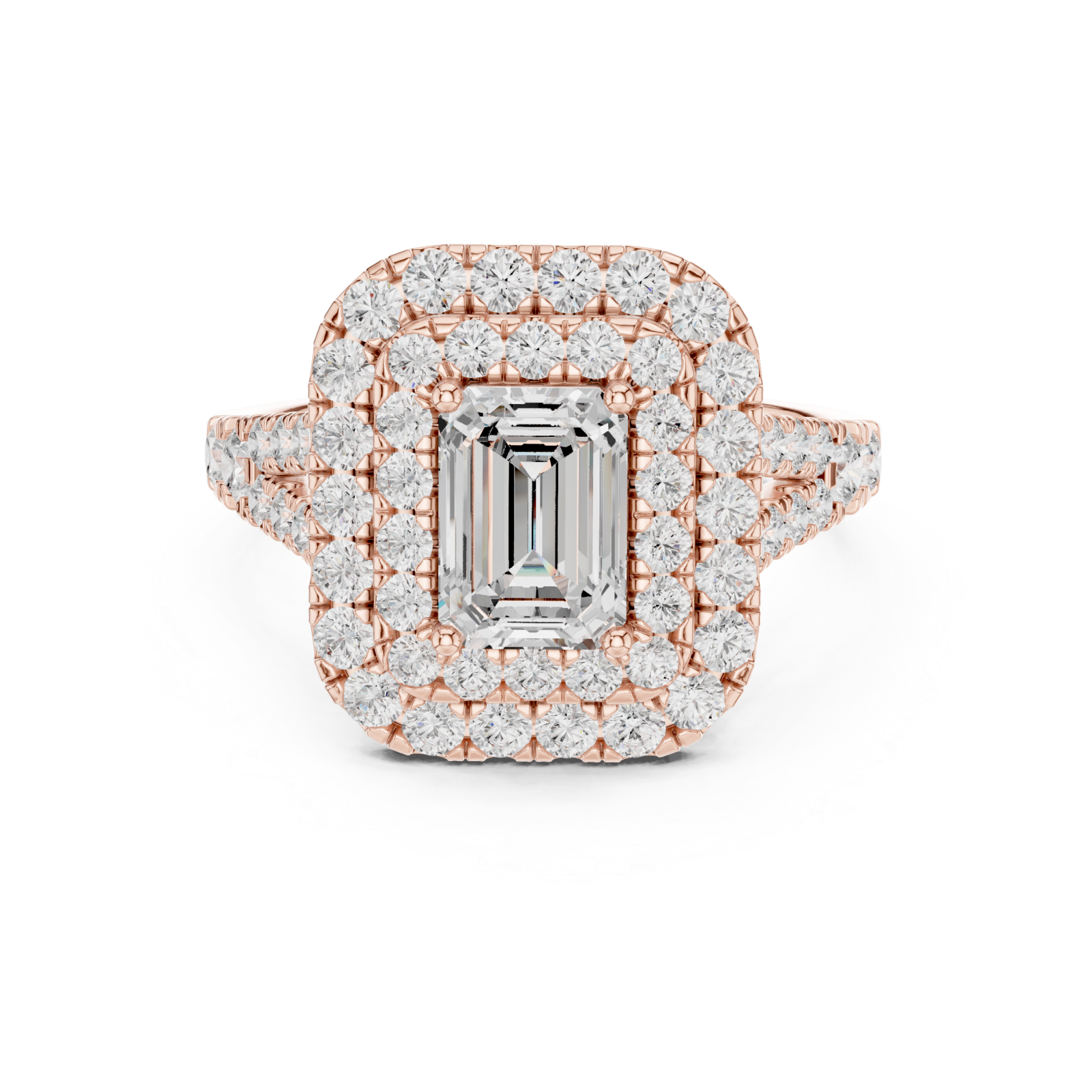  Rose Gold Graceful Duo Enchantress Cocktail Ring Front View