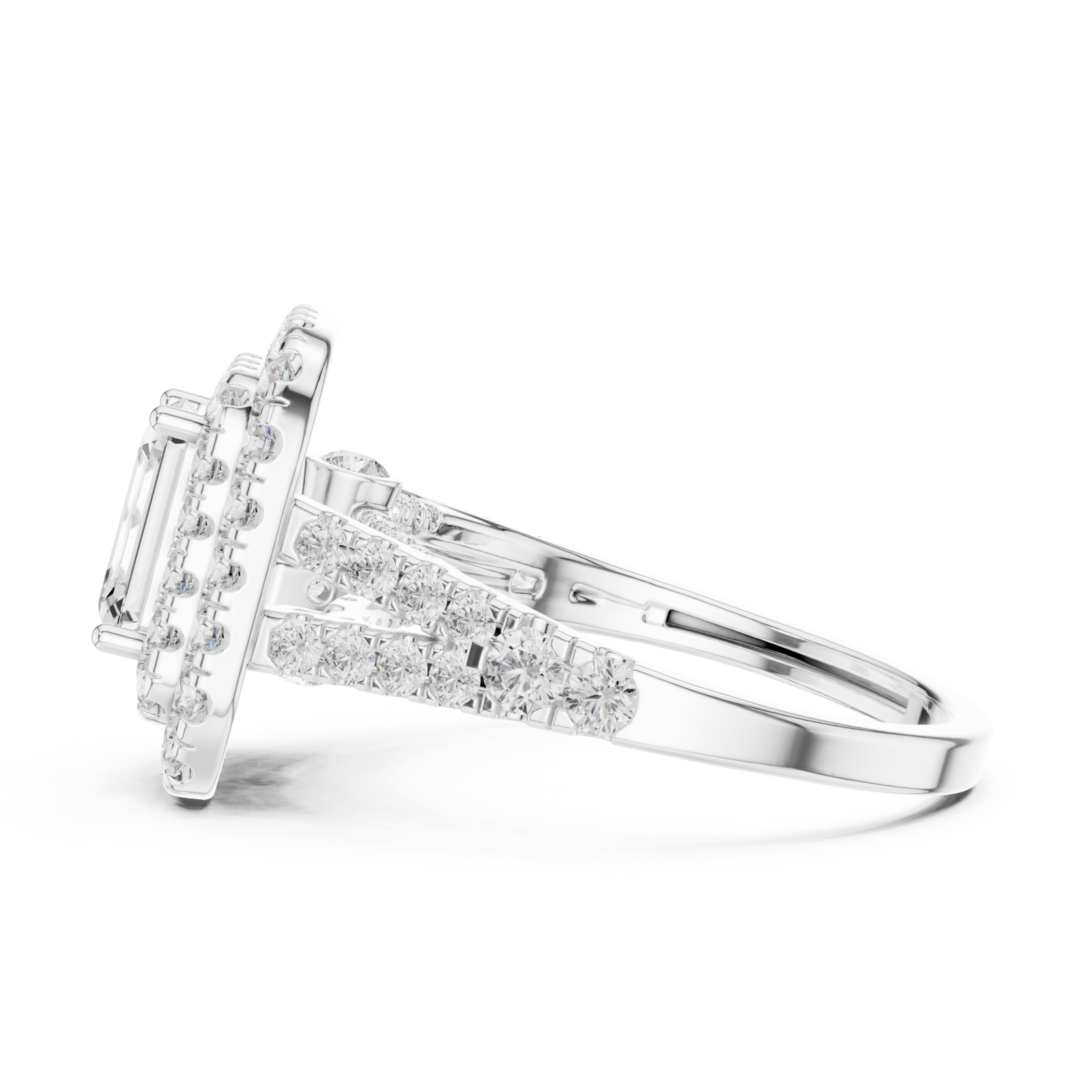  White Gold Graceful Duo Enchantress Cocktail Ring Side View