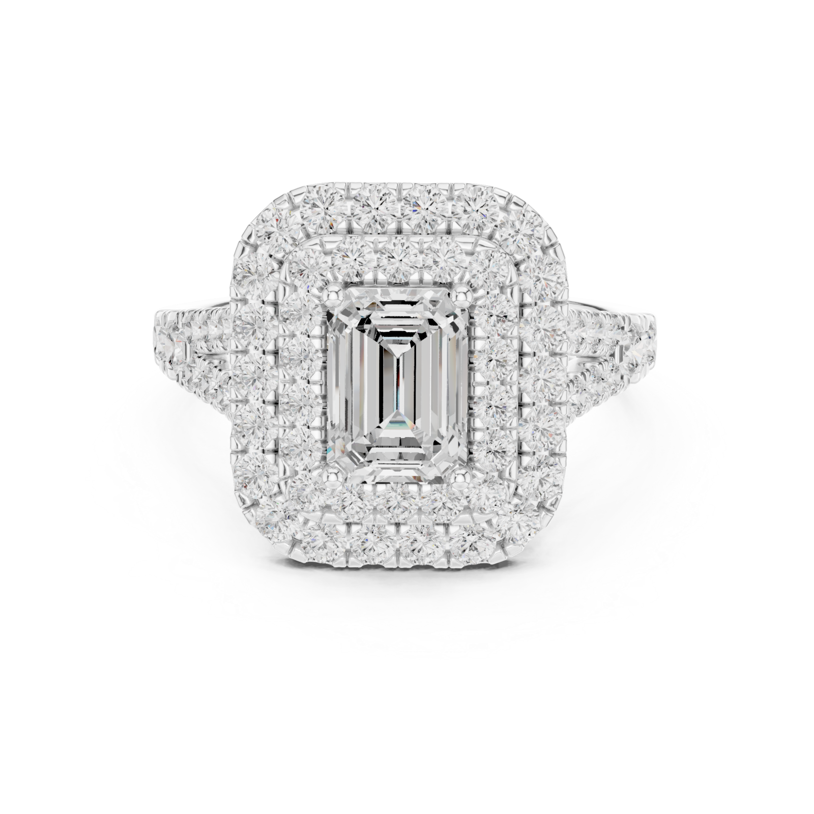  White Gold Graceful Duo Enchantress Cocktail Ring Front View