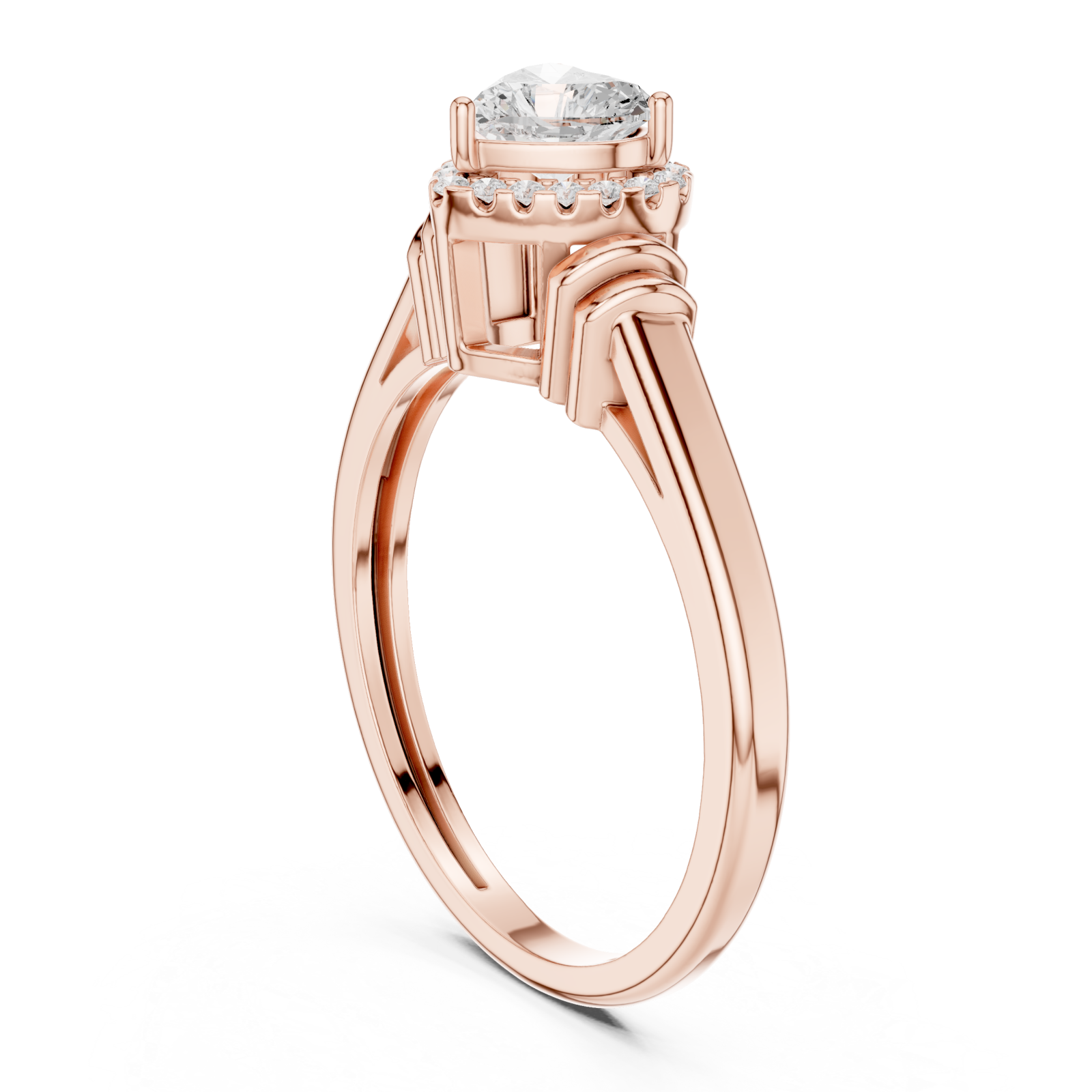  Rose Gold Celestial Embrace Heart Ring Left View