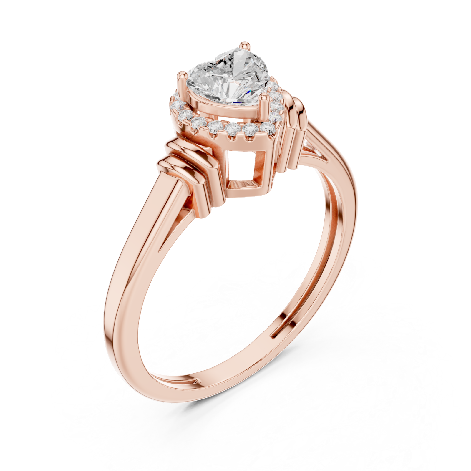  Rose Gold Celestial Embrace Heart Ring Right View