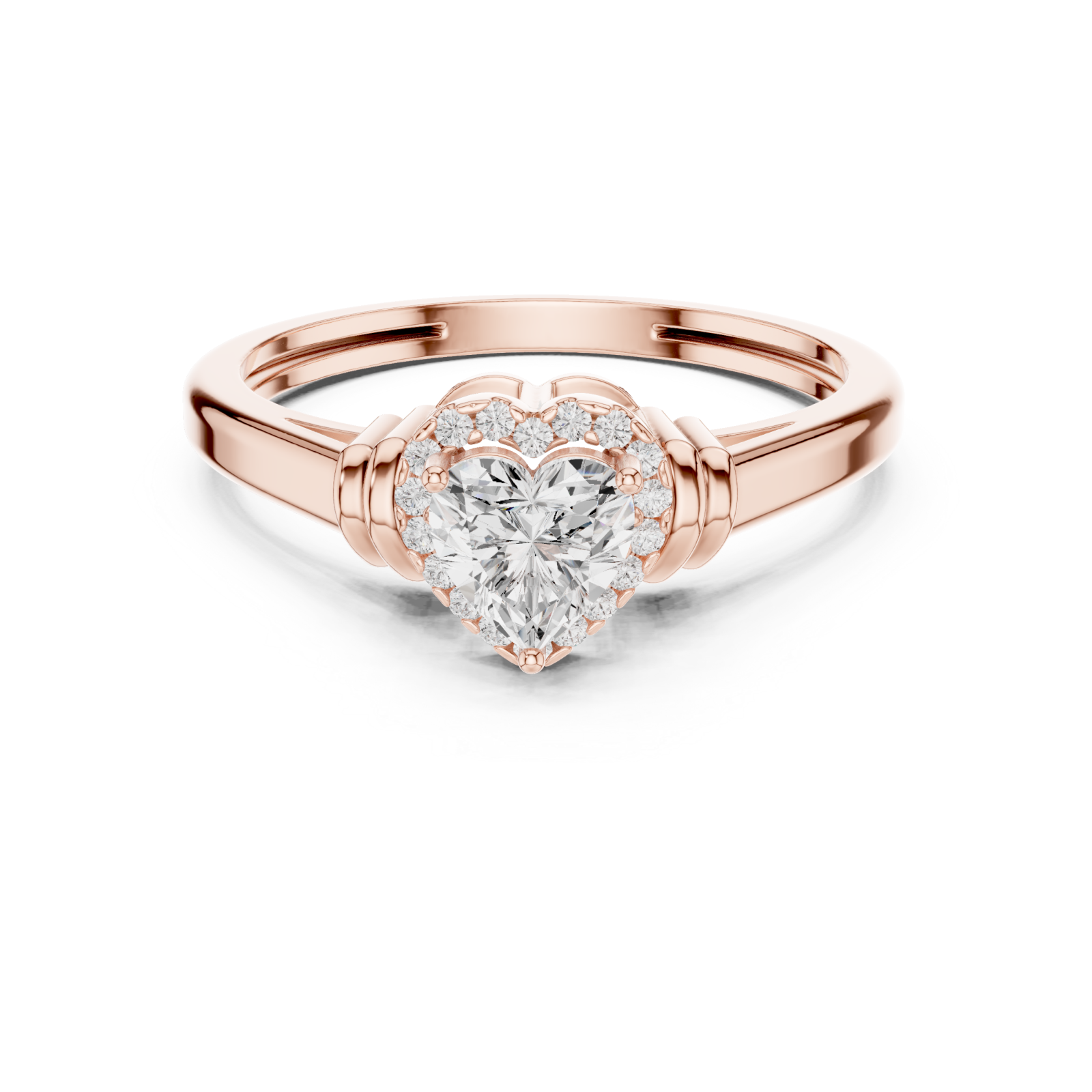  Rose Gold Celestial Embrace Heart Ring Front View
